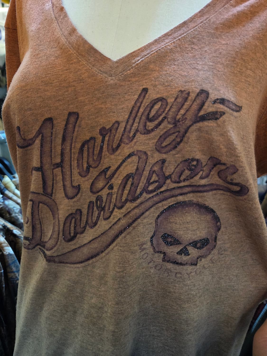 할리데이비슨 오렌지 그라데이션 스컬 반팔티 상품이미지4