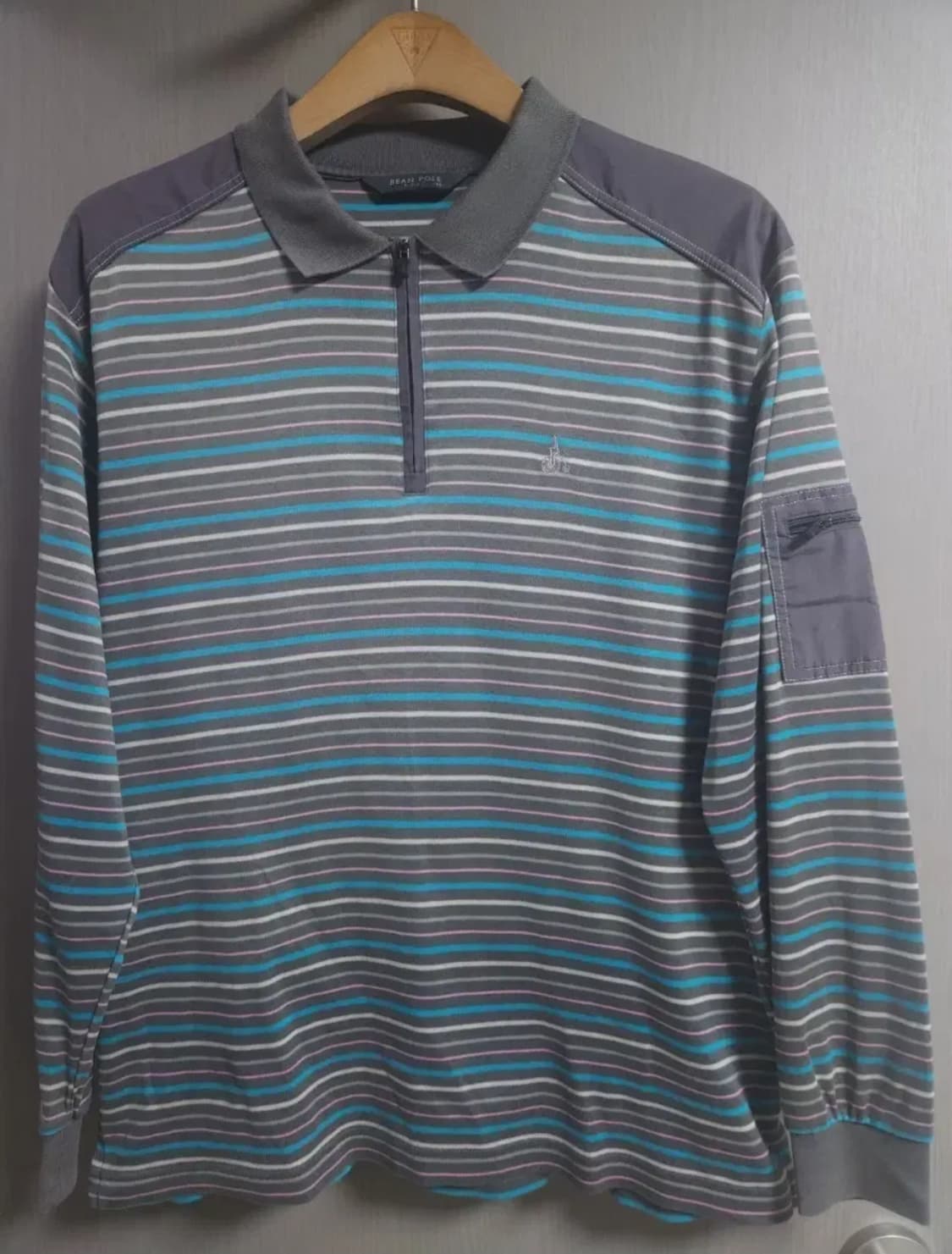 빈폴 스트라이프 하프집업 긴팔티, M~L 상품이미지1