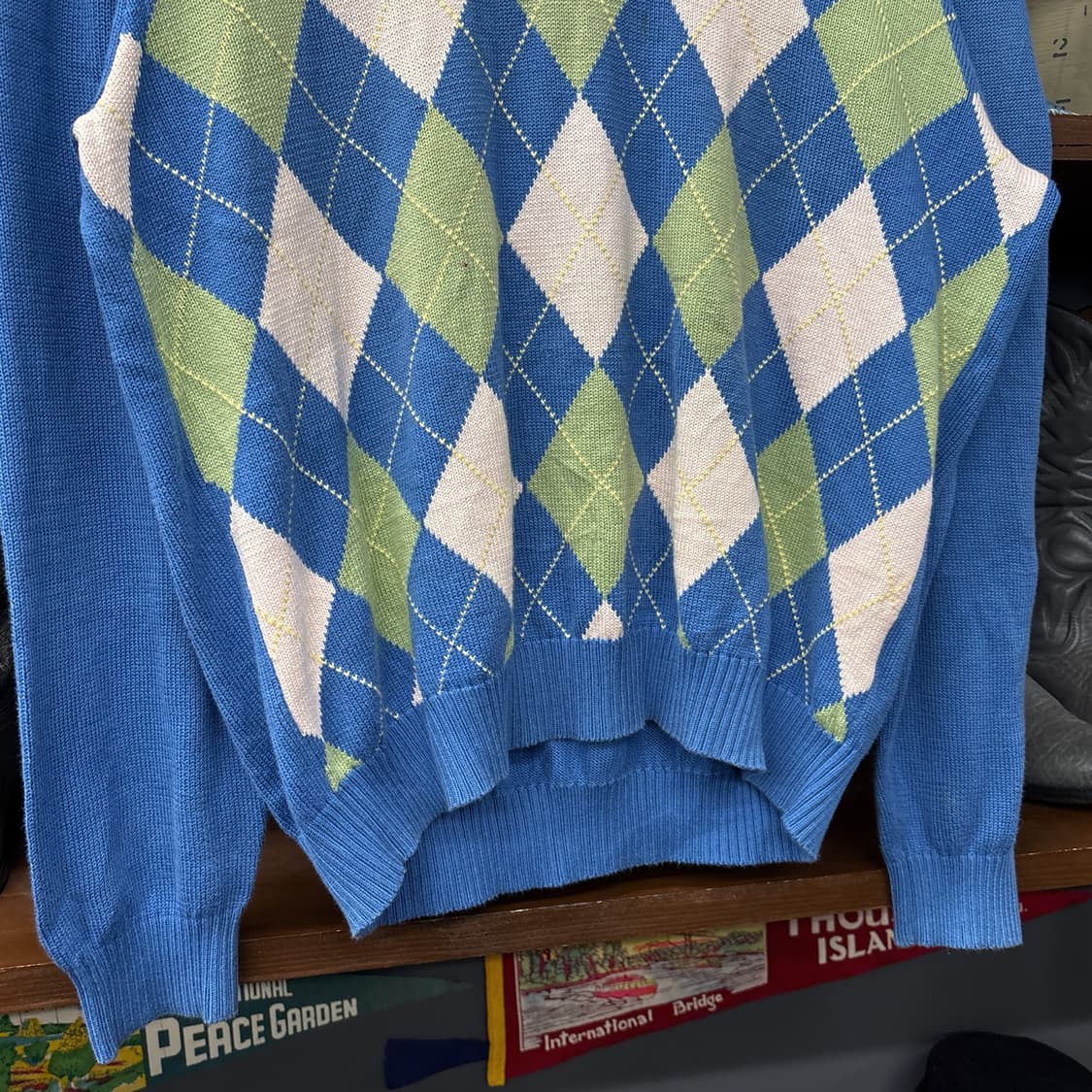 90s 브룩스브라더스 아가일패턴 브이넥 코튼니트 스웨터 N990 상품이미지4