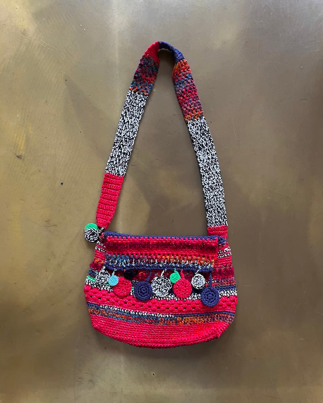 JPN Vintage Dot Trim Knit Shoulder Bag 상품이미지3