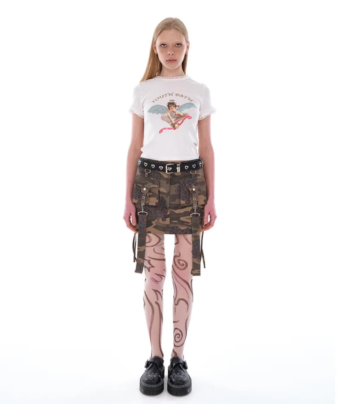 유쓰배쓰 카모 미니 스커트 카키 상품이미지2