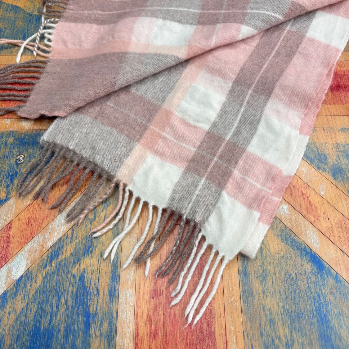 KILTANE 핑크 체크 캐시미어 머플러 Scotland 상품이미지4