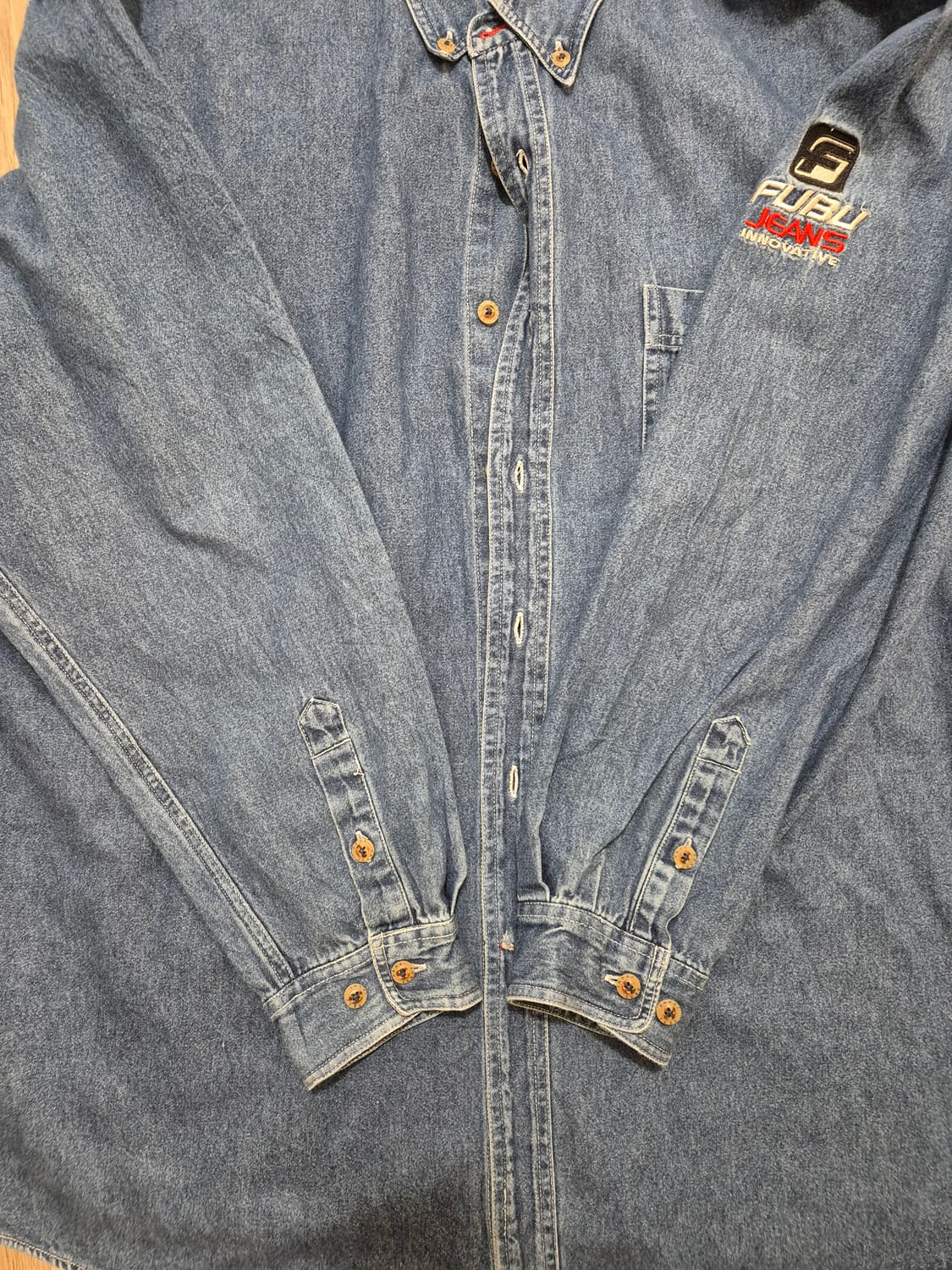 90s 푸부FUBU 진청 데님 빅셔츠 상품이미지4