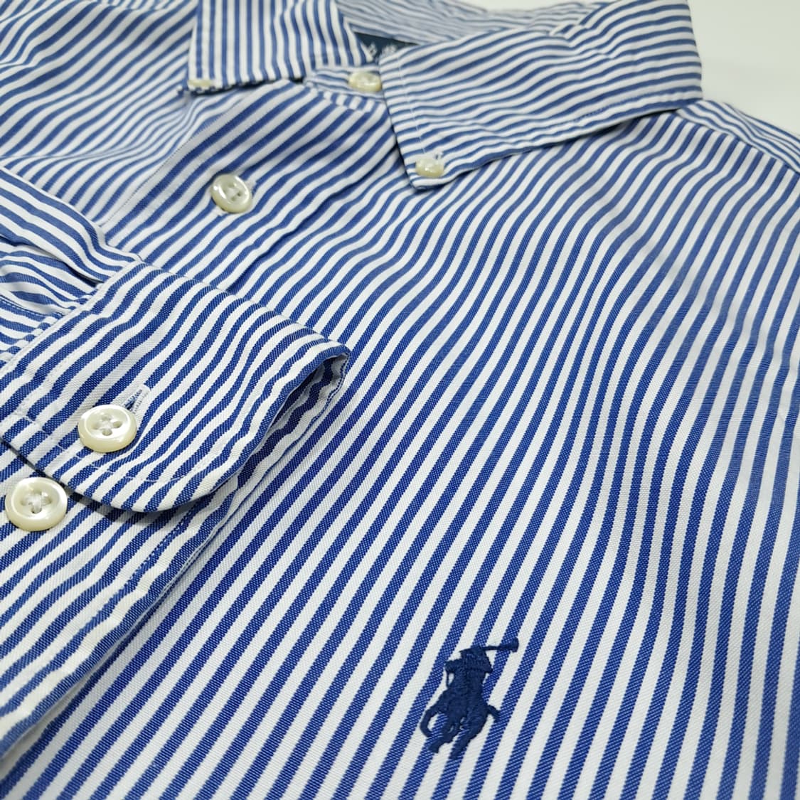 CL660 2XL 폴로 90s 홍콩판 블루 스트라이프 셔츠 남방 상품이미지4
