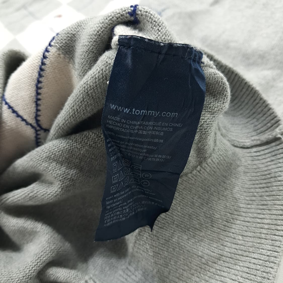 CN815 S 타미힐피거 그레이 아가일 V넥 니트 스웨터 상품이미지6