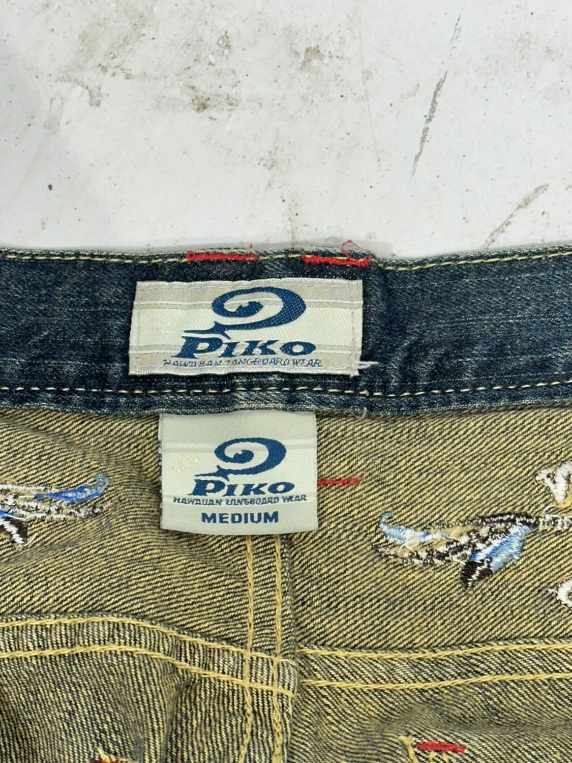 90s pico 진청 캣 워싱 와이드 데님 청바지  상품이미지7