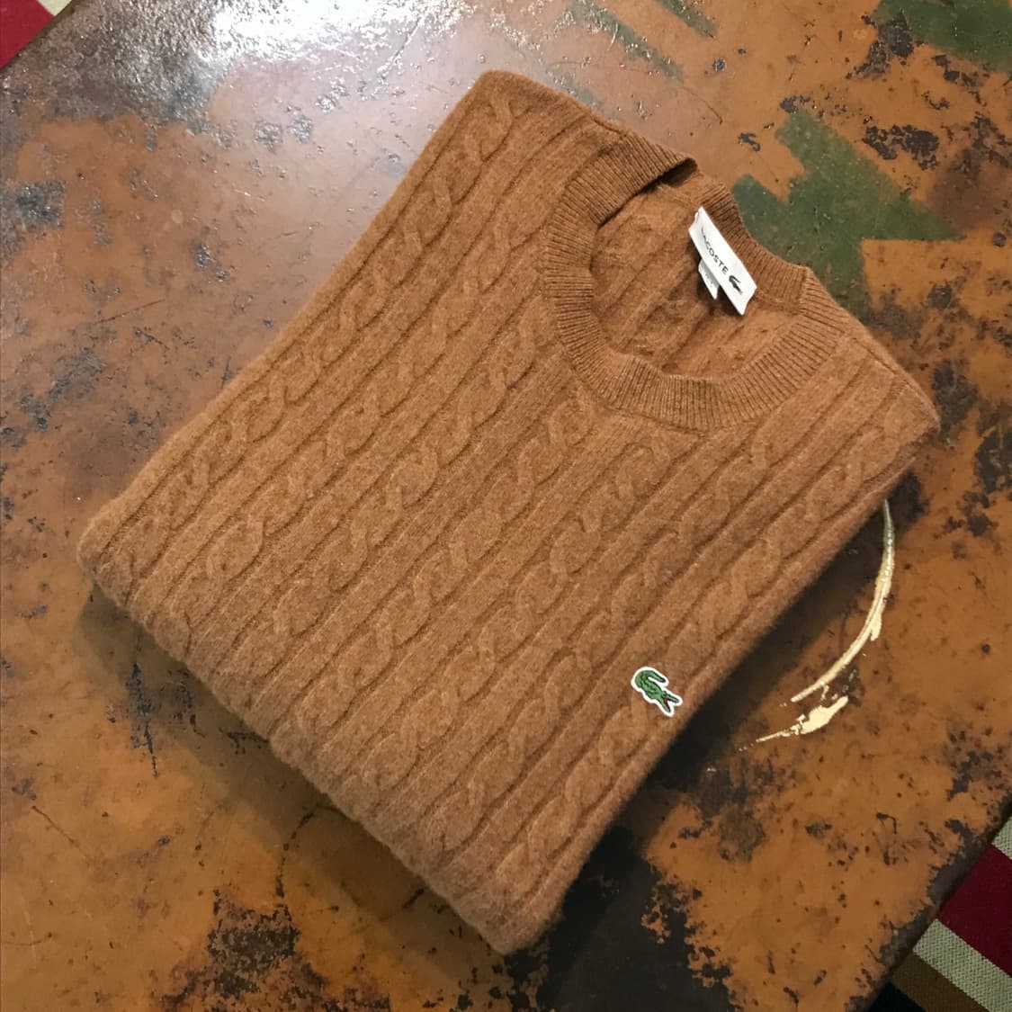 라코스테 브라운 울 케이블 니트 남성 97 여성 55 66 사이즈  상품이미지1