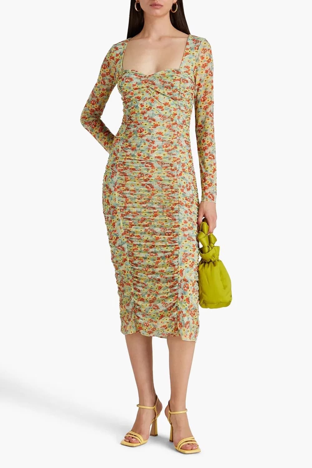 GANNI 가니 플로럴 롱 슬림 셔링 원피스 상품이미지2