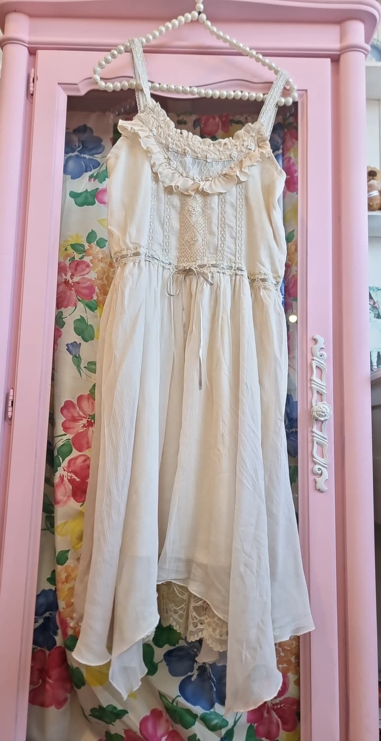 아이보리 레이스 롱 원피스 빈티지 스타일 상품이미지5