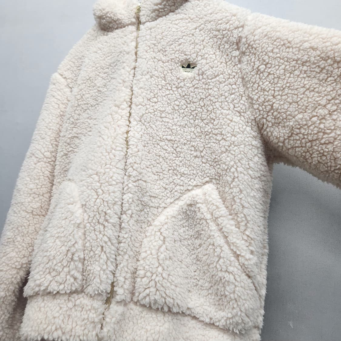 아디다스 금장로고 쉐르파 뽀글이 풀집업 S(XL) 상품이미지3