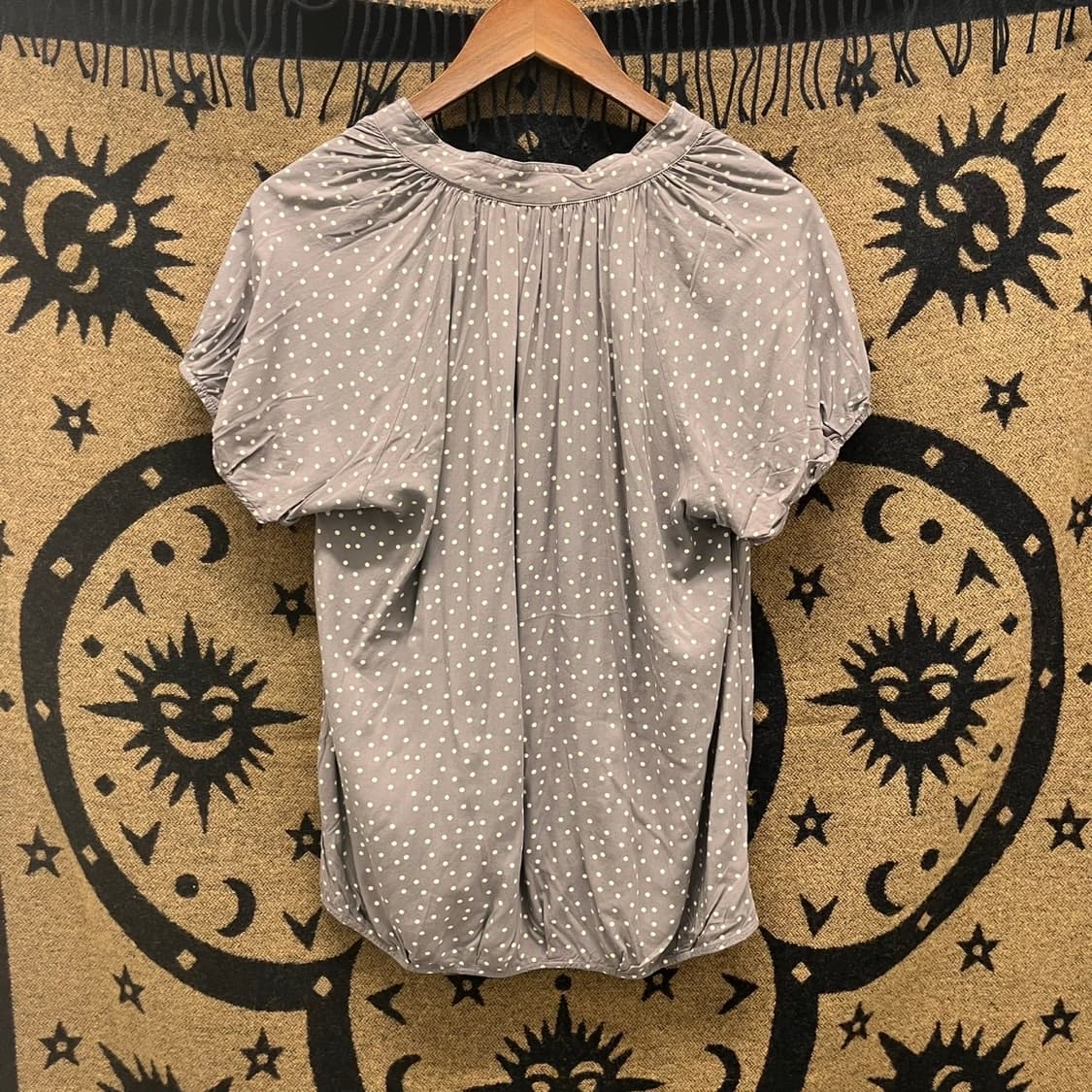 빈티지 코지 러블리 시어 아방 도트 블라우스 반팔티 K0038 상품이미지4