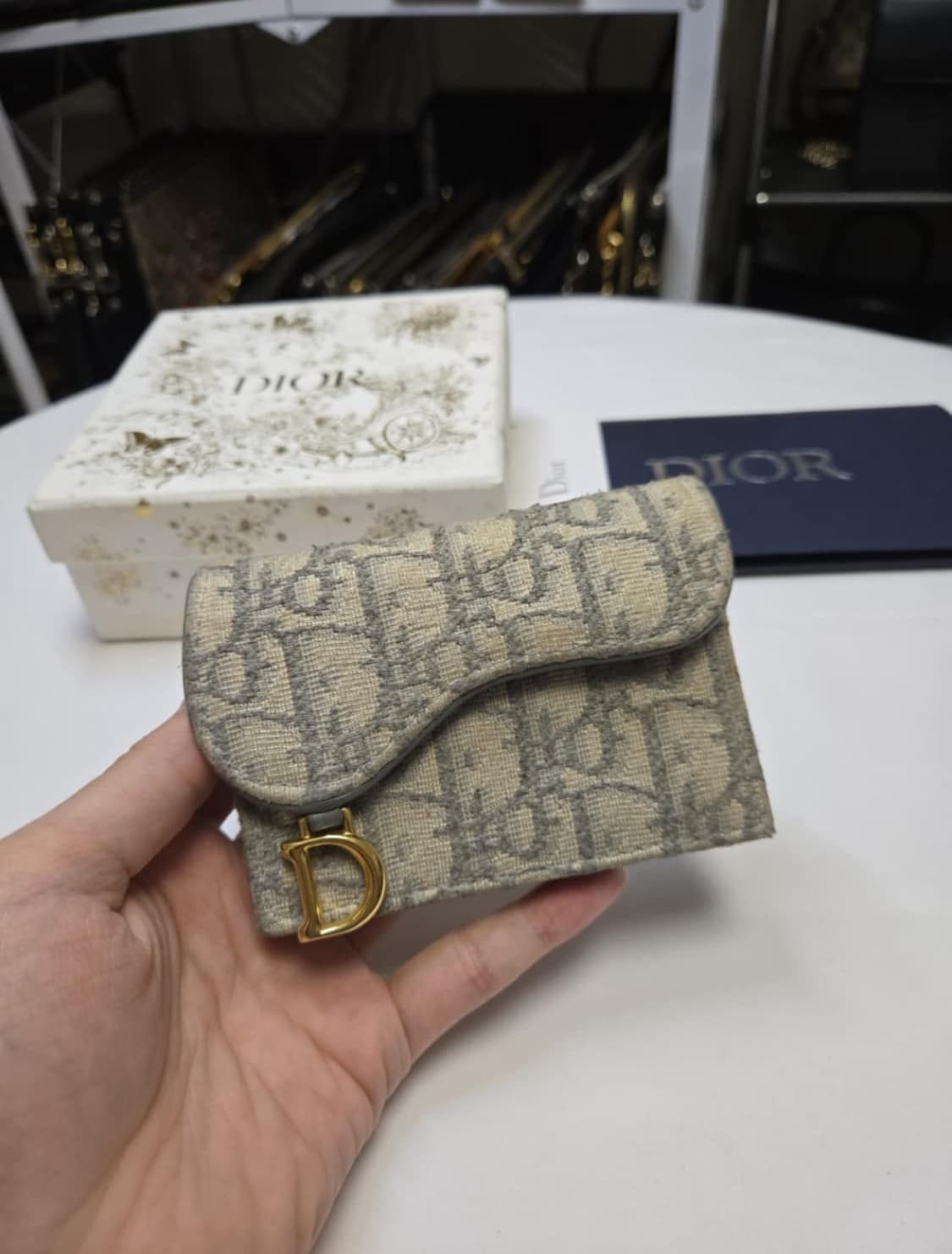 디올 오블리크 새들 지갑 (그레이) (풀박 구성) (감정 ⭕️) 상품이미지2