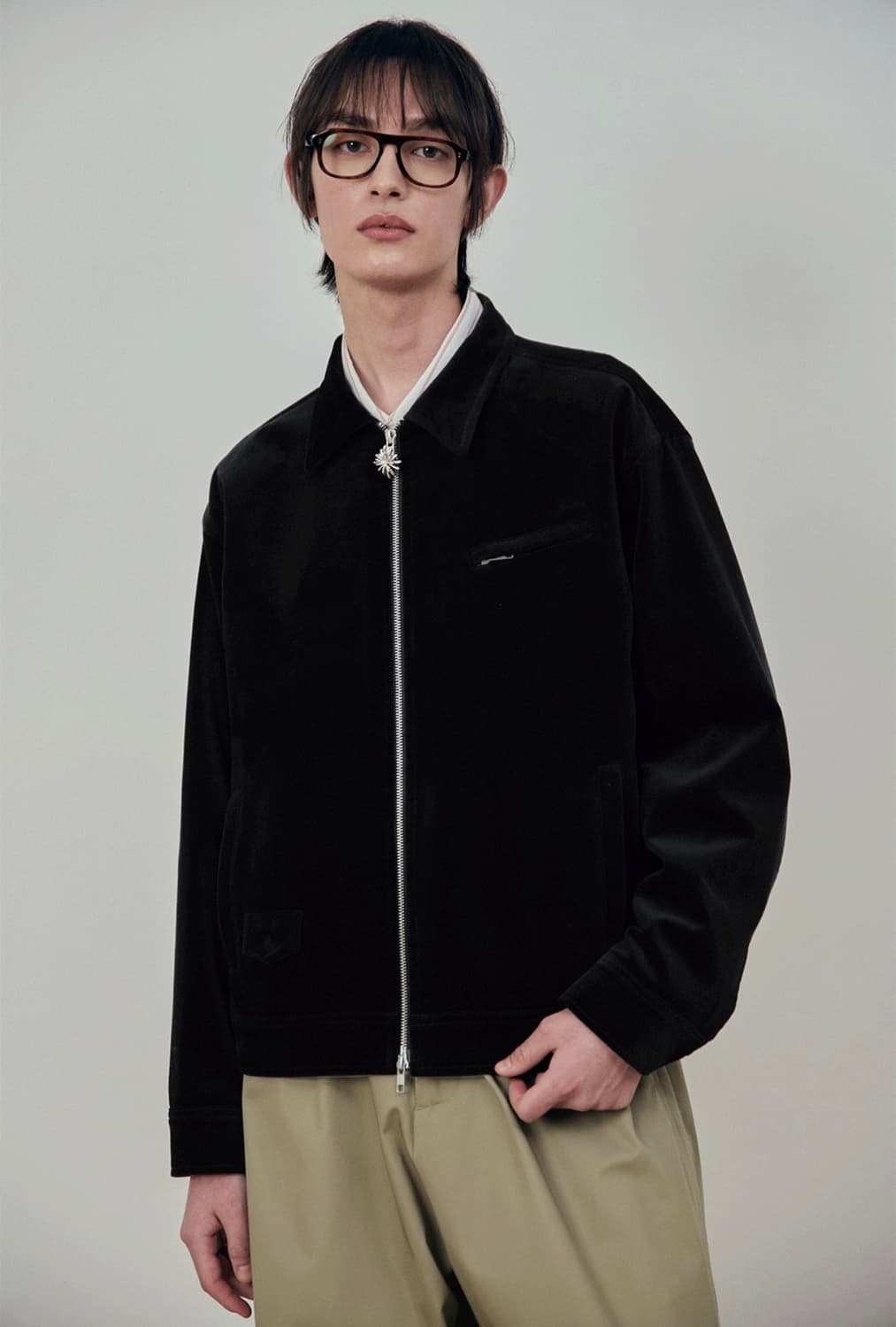 미개봉새상품 에스티유 STU 벨벳 집업 자켓 블랙 L사이즈 상품이미지2