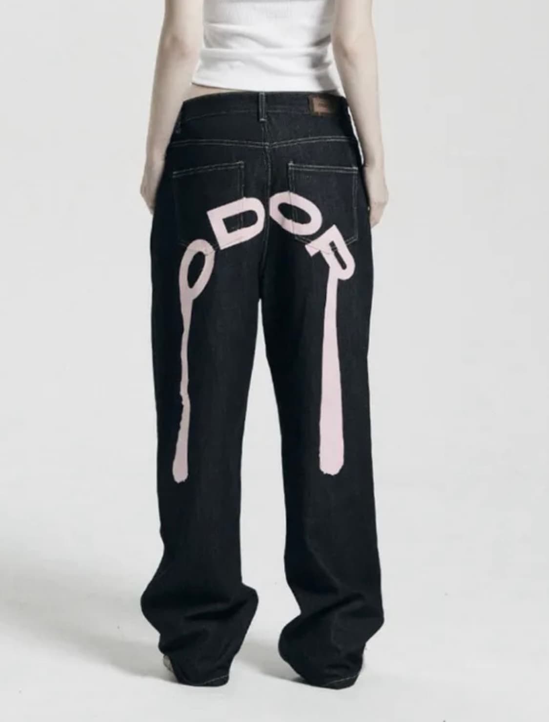 오도어 로고 데님 팬츠 핑크 상품이미지1