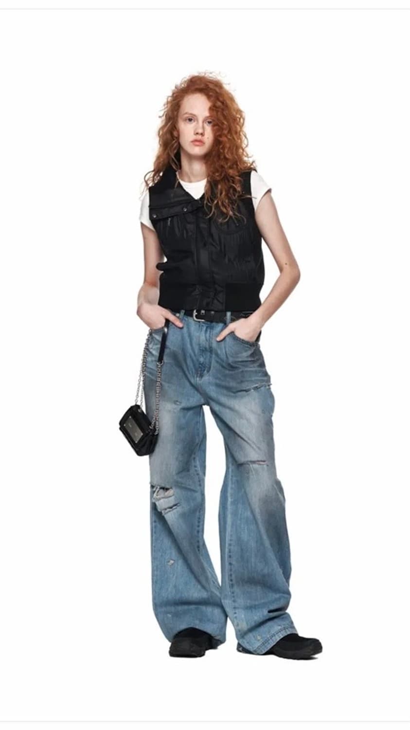 마뗑킴 KNIT POINT HIGH NECK VEST JUMPER 블랙 상품이미지3