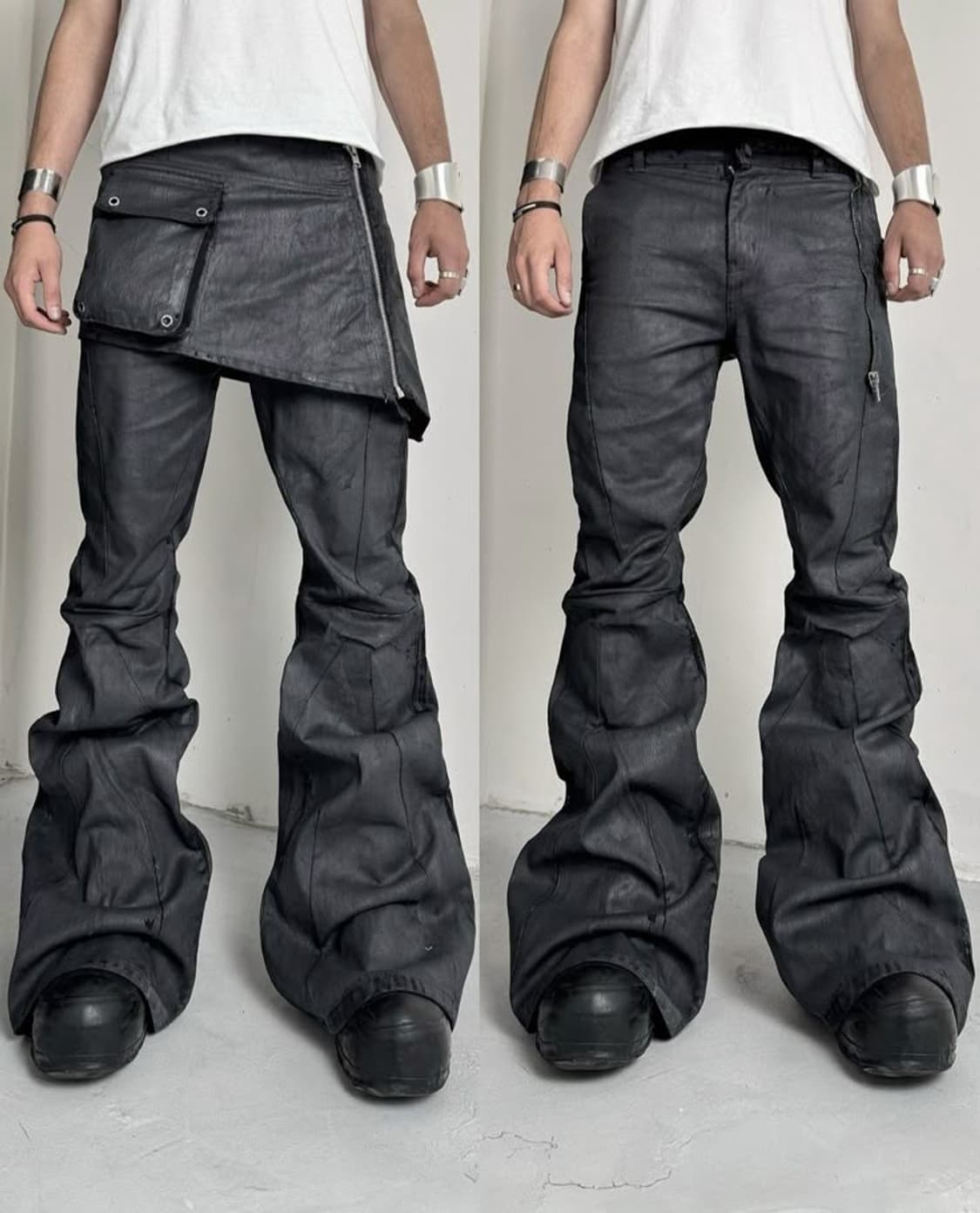 Nicolas lee waxed skirt flare jeans 상품이미지1