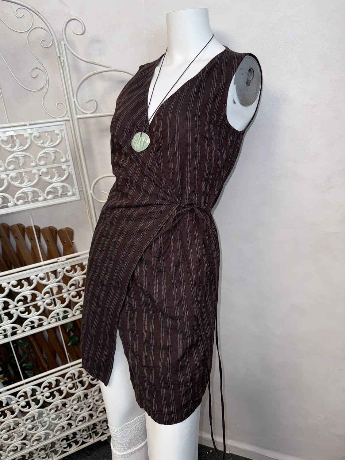 Iblues violet brown stripe wrap vest 상품이미지7