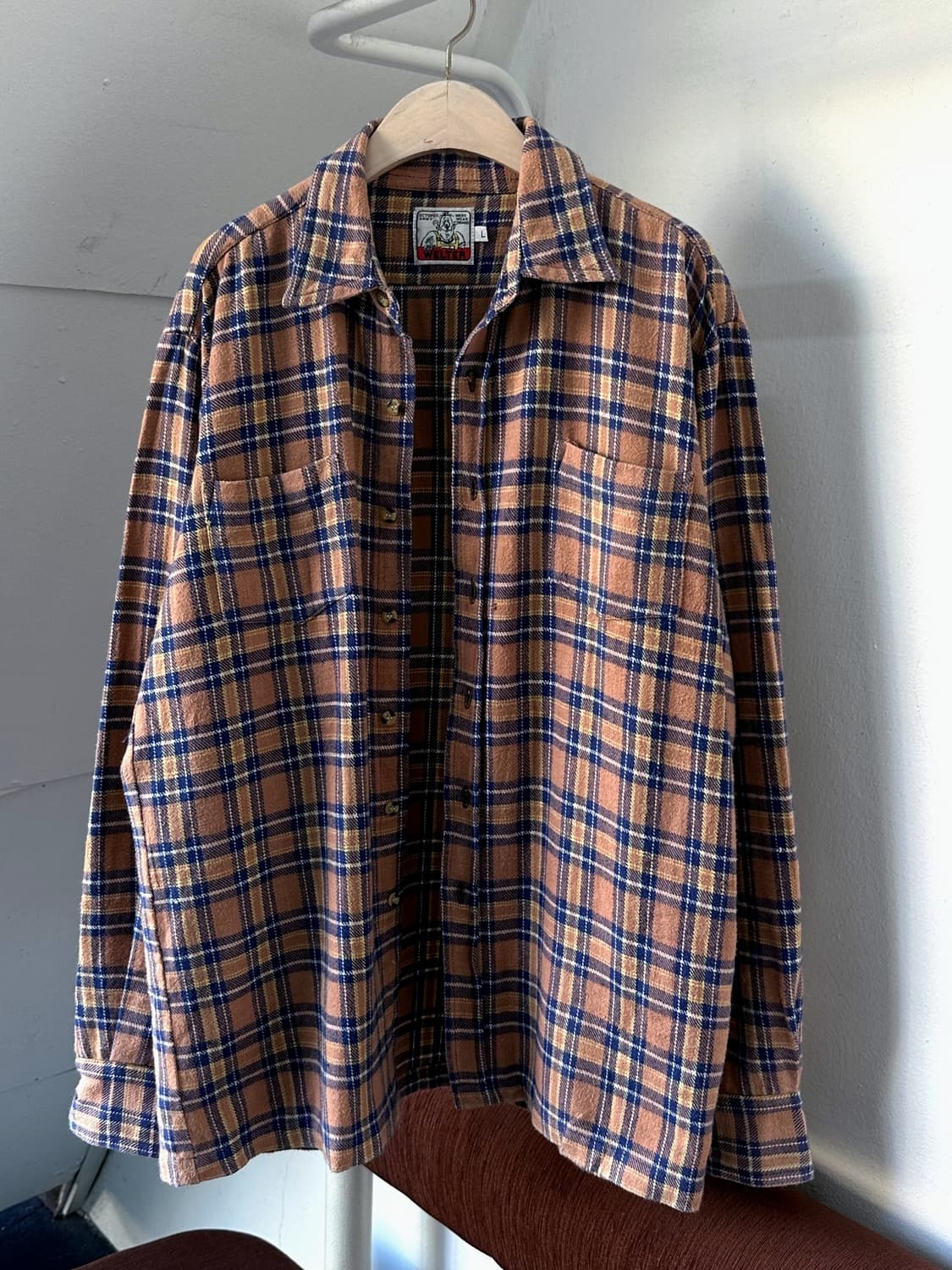 Cotton woven nel check wide shirt 상품이미지4