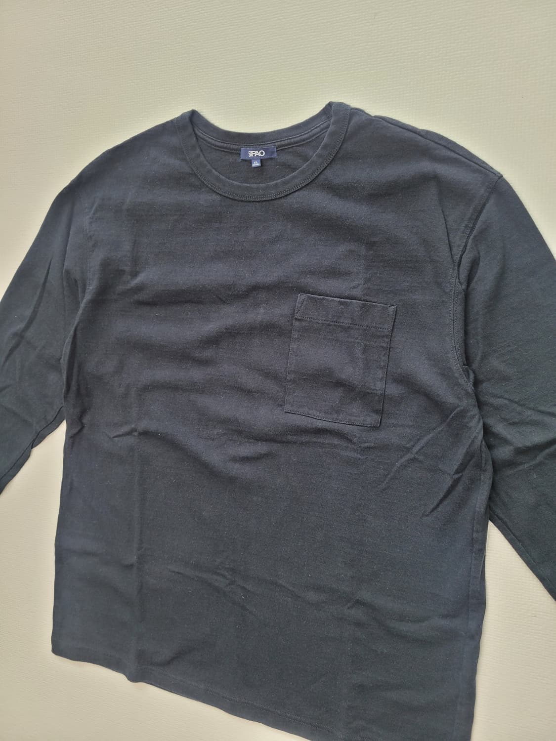 스파오 SPAO 남자 긴팔 라운드티 XL 블랙 상품이미지3