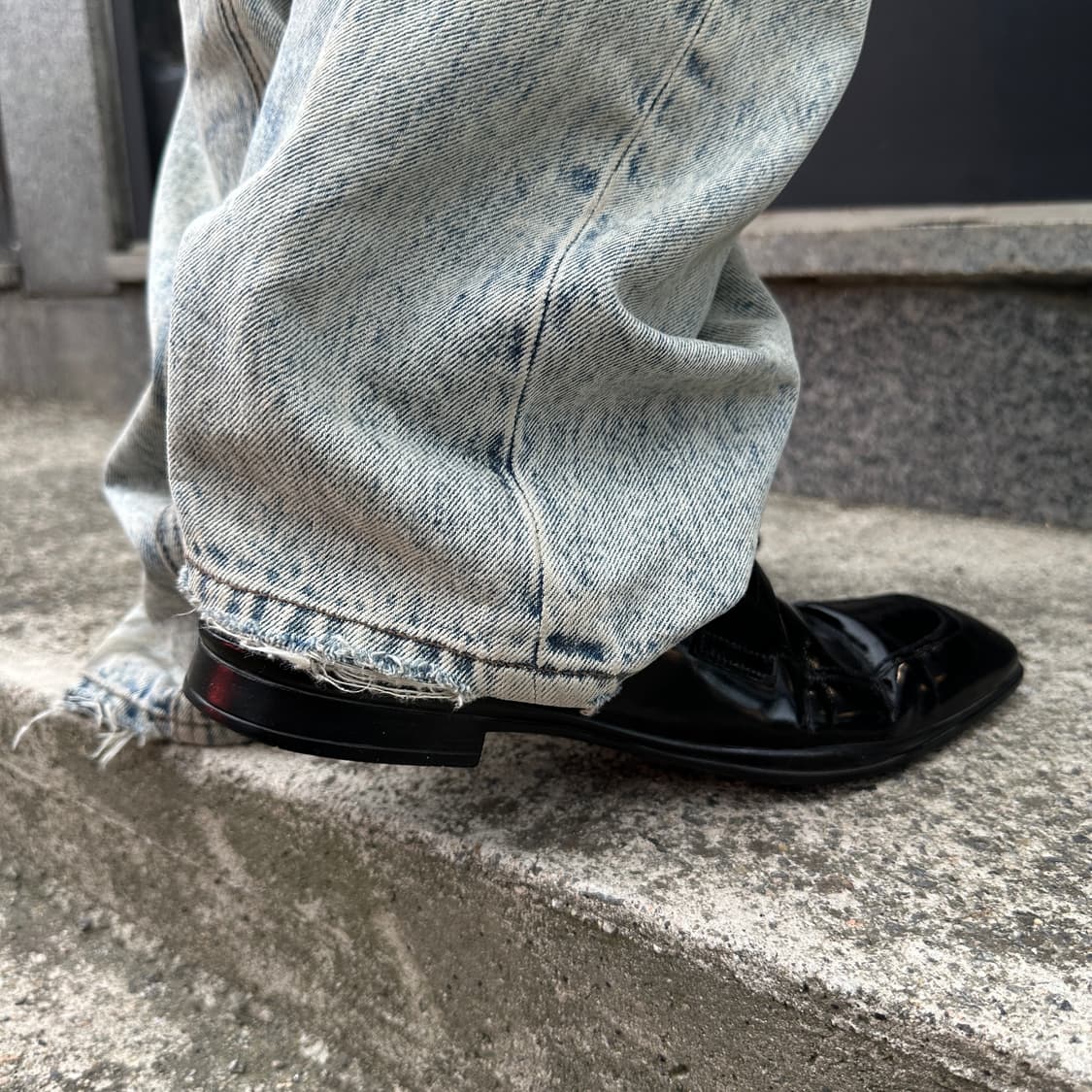 00s 블랙 프라다 스퀘어 토 가죽 로퍼 상품이미지9