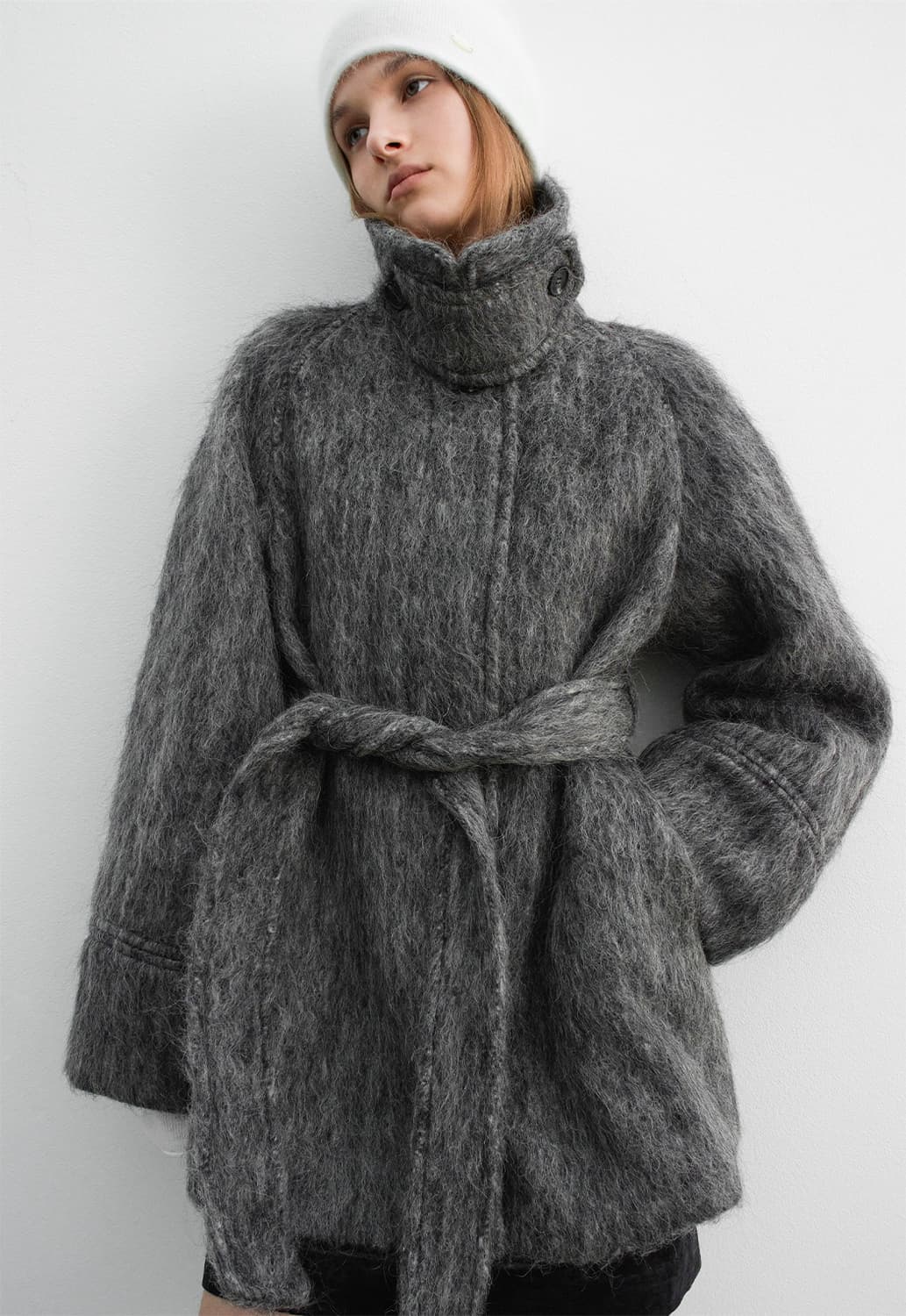 Atelier Nain 모헤어 울 벨트 하프 코트 상품이미지3