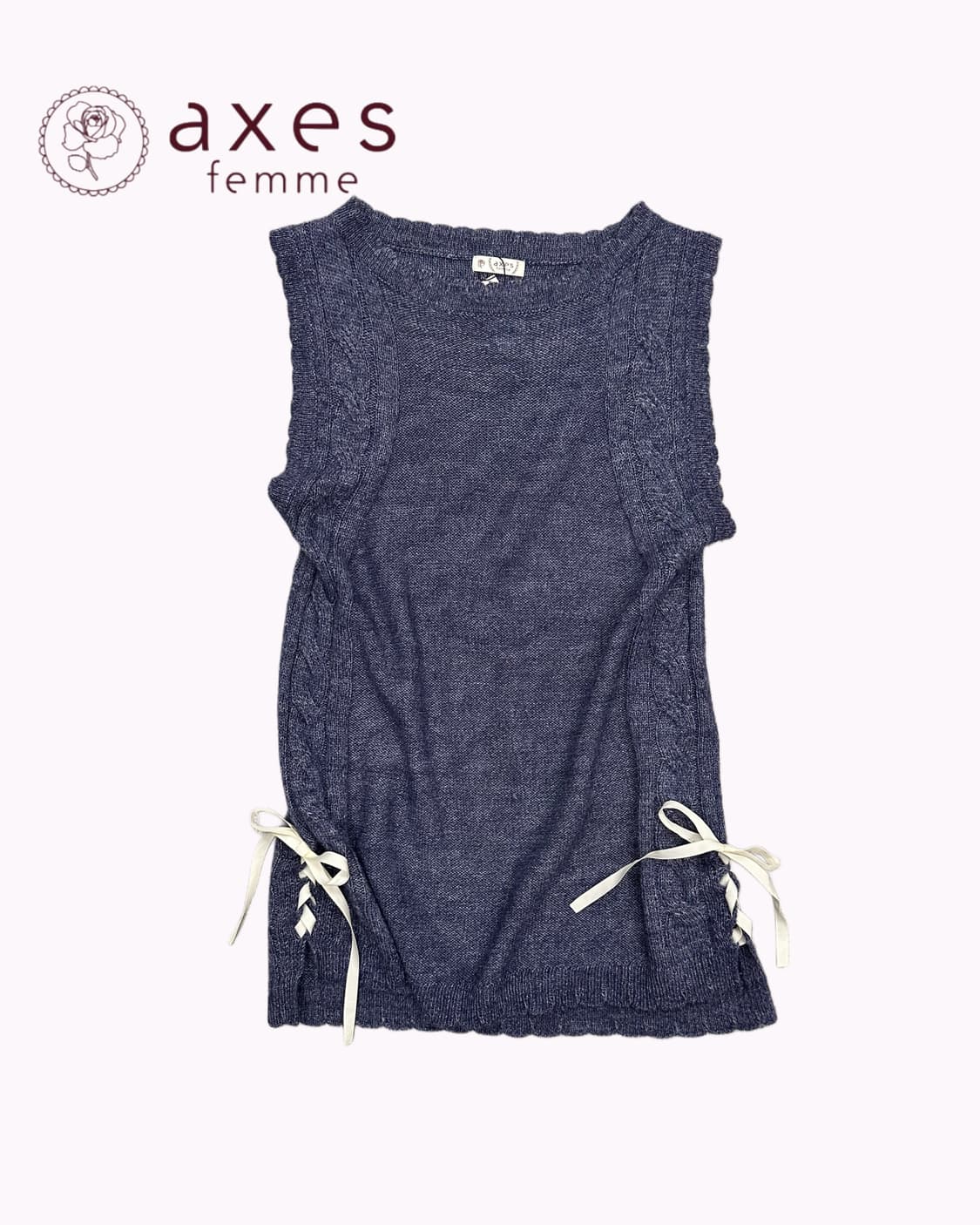 AXES FEMME navy lace-up wool vest 상품이미지1