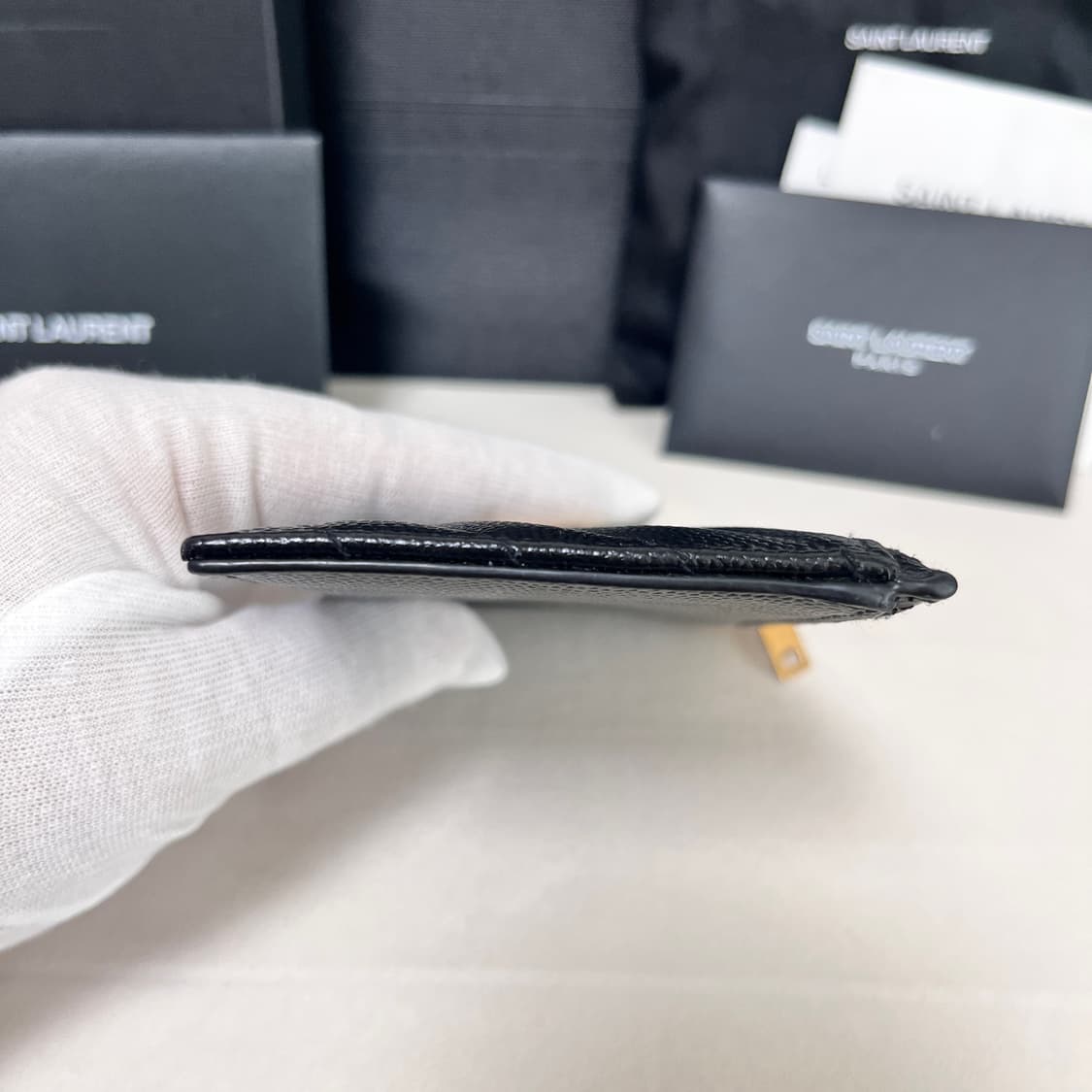 [S급/정품] 생로랑 지퍼 카드 지갑 홀더 케이스 블랙 금장 상품이미지8