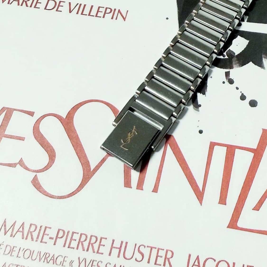 빈티지 YSL 생로랑 콤비 메탈 브레이슬릿 쿼츠 시계 상품이미지4