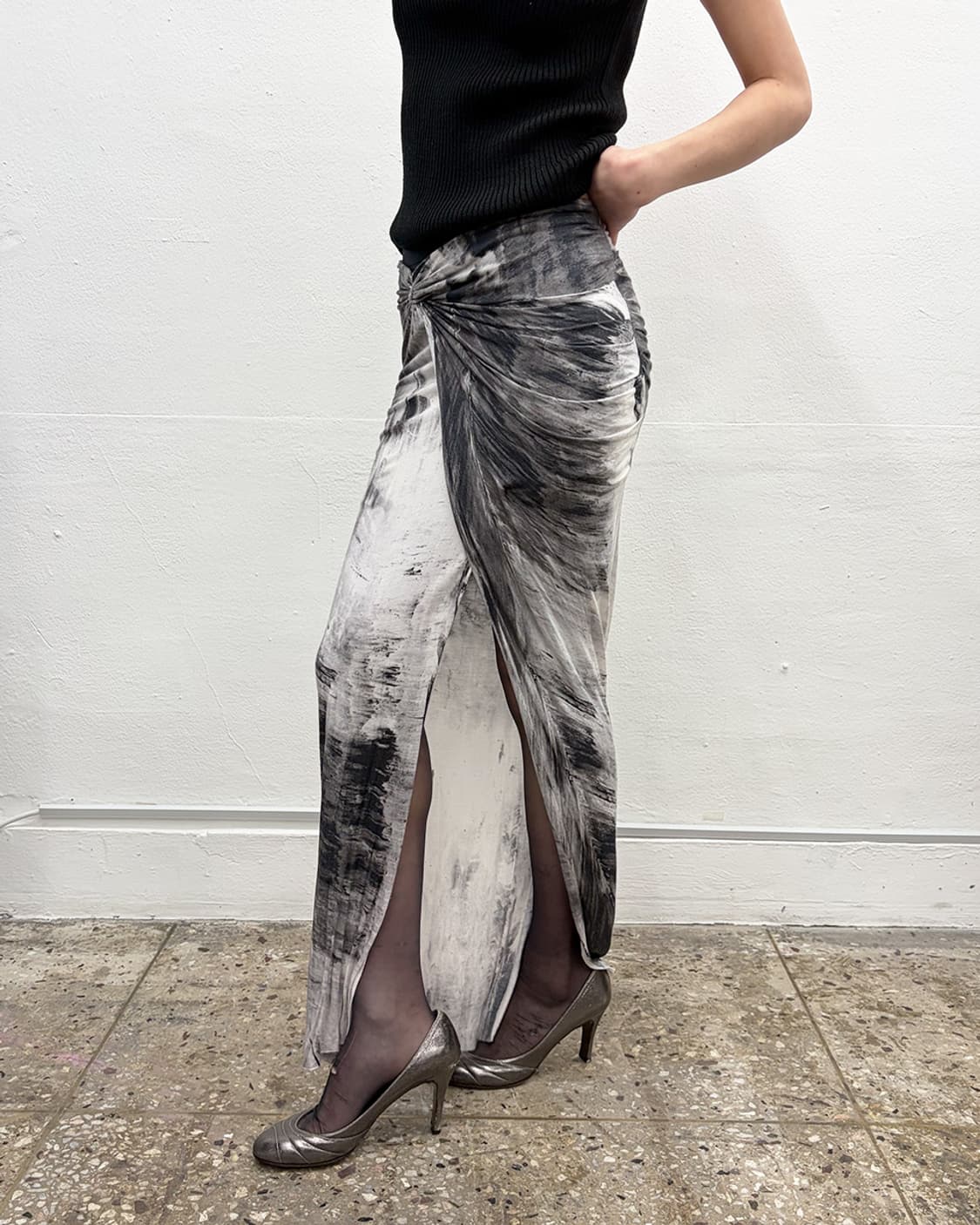 헬무트 랭 드레이프 프린팅 스커트 상품이미지3