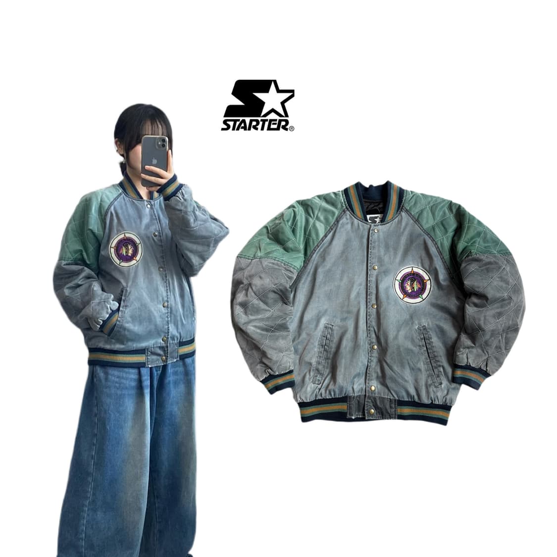 스타터 OG 시카고 블랙호크스 스타디움 자켓 상품이미지1