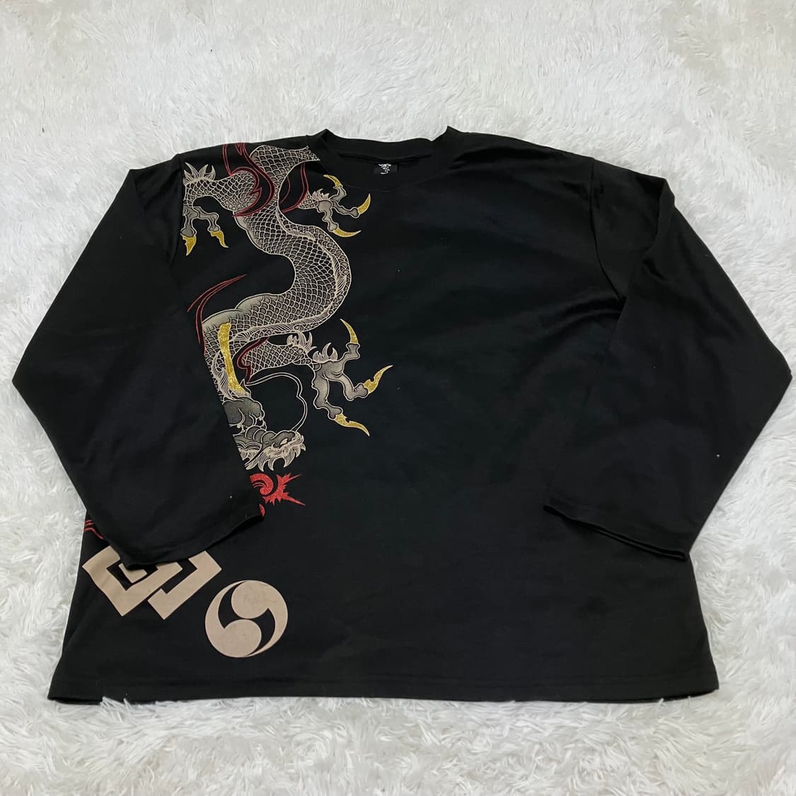 빈티지 오리엔탈 골든 펄 드래곤 긴팔 898 y2k 스트릿 모리 갸루 일 상품이미지3