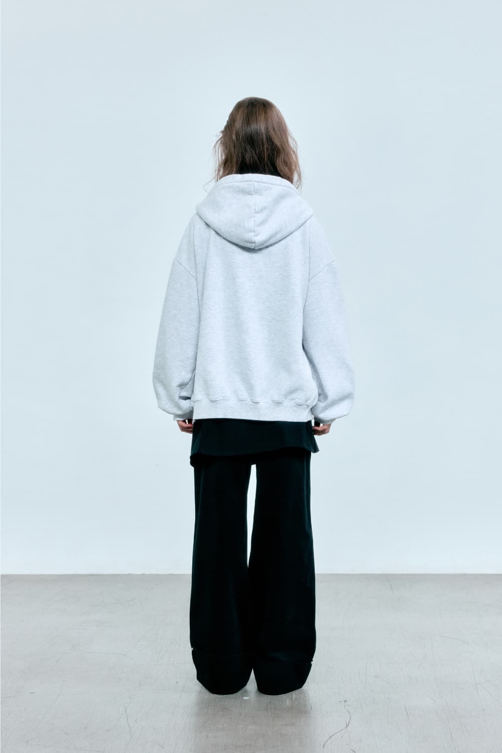 더오유 빈티지 후디 집업 멜란지 그레이 상품이미지4