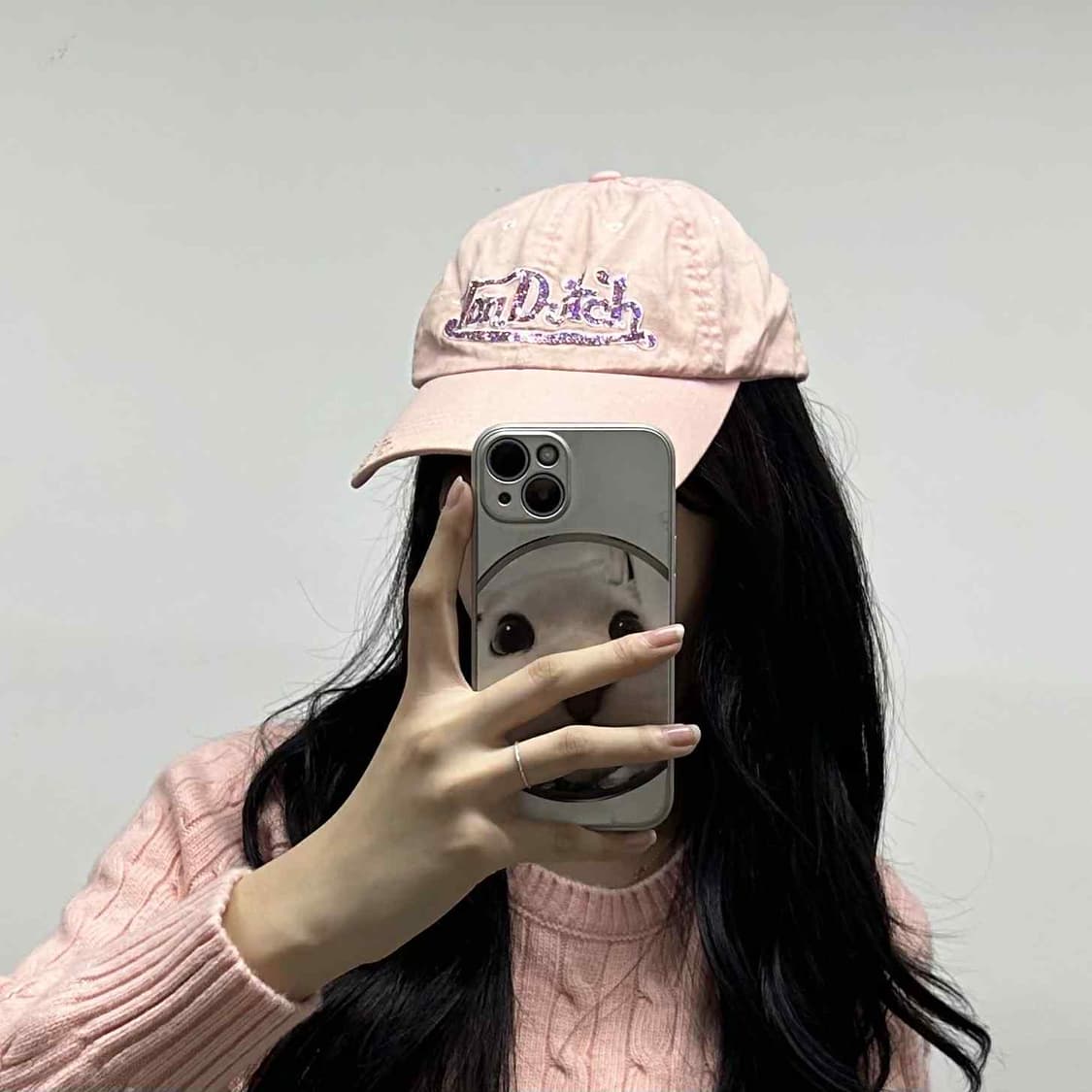 Vondutch 본더치 y2k 베이비핑크 걸즈 볼캡(OS) 상품이미지1