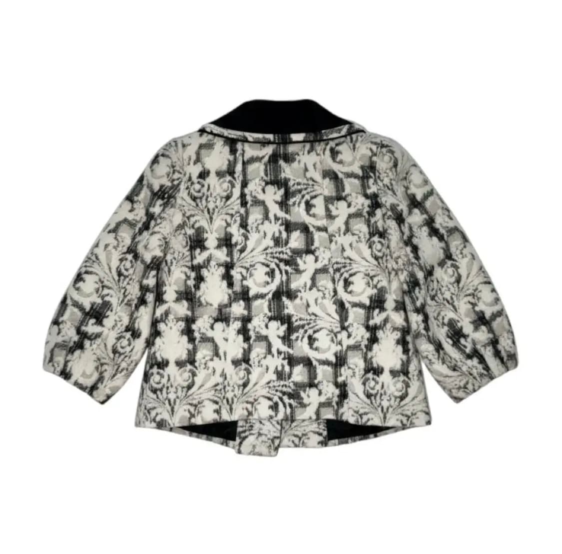 샤틴 페 블랙 화이트 플로럴 더블버튼 크롭 자켓 OS(빈티지)  상품이미지3