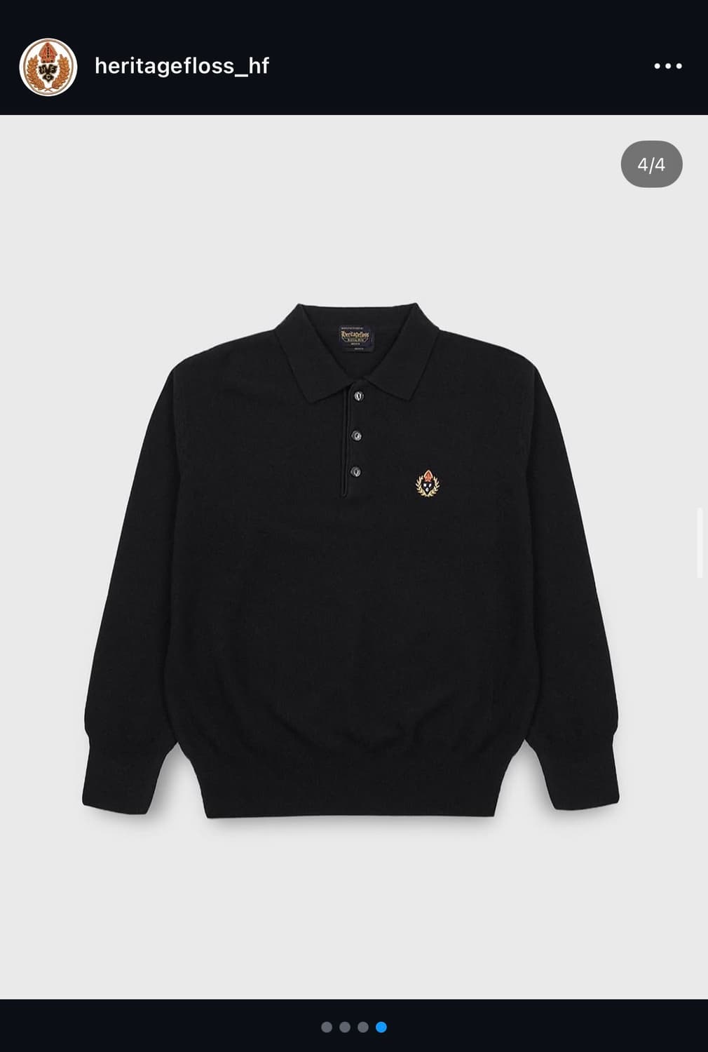해리티지플로스 울폴로셔츠 블랙 L 상품이미지1