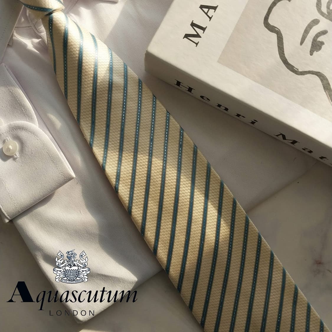 아쿠아스큐텀 실크 스트라이프 넥타이 9.6cm A+~A등급 K1514
 상품이미지1