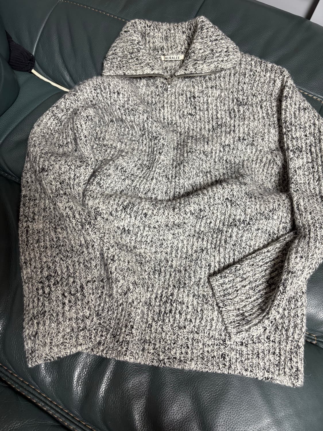 [4] 오라리 울 베이비 알파카 믹스 립 집업 터틀넥 니트 상품이미지5