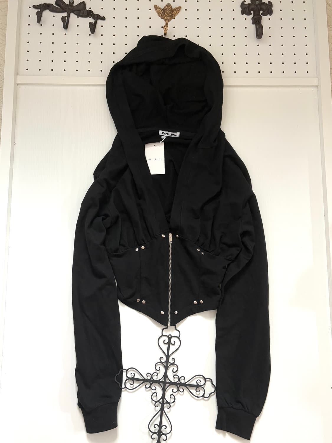• Mlk Black Short Corset Hooded Zip-Up ( 상품이미지1