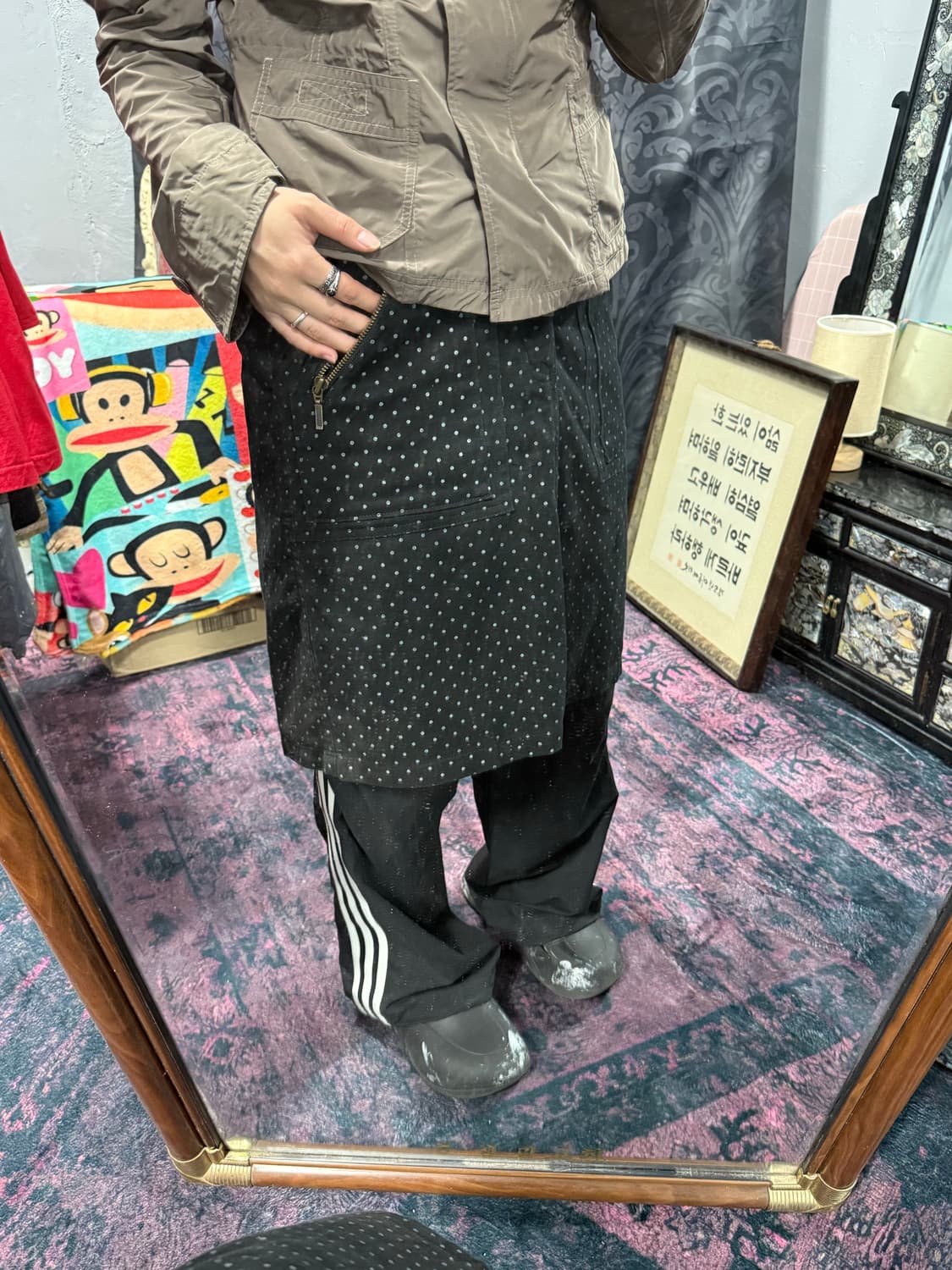도트 블랙 레이어드 스커트 상품이미지1