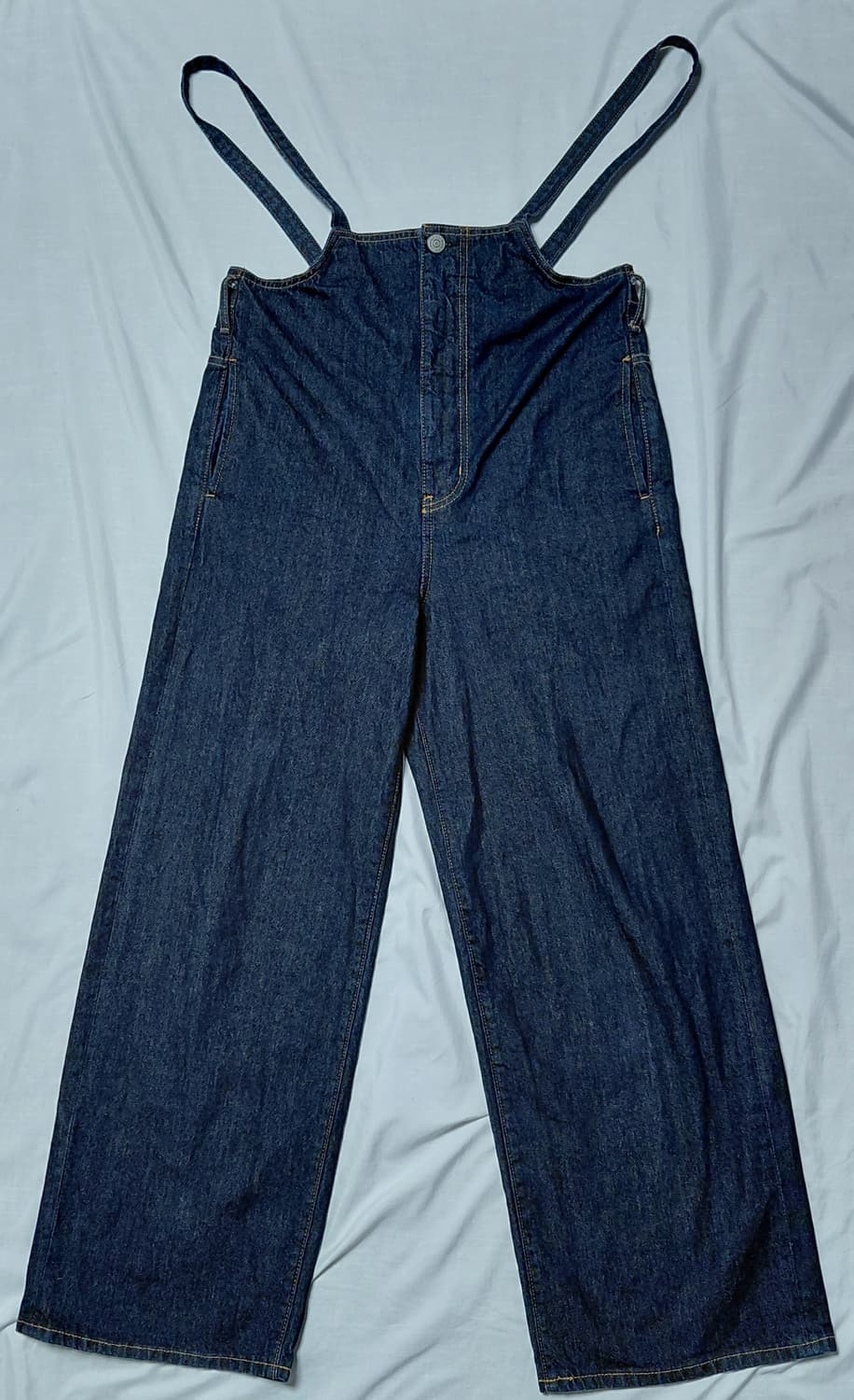 [M] 아즐 바이 마우지(AZUL) 리본 포인트 와이드 데님 오버롤 바지 상품이미지9