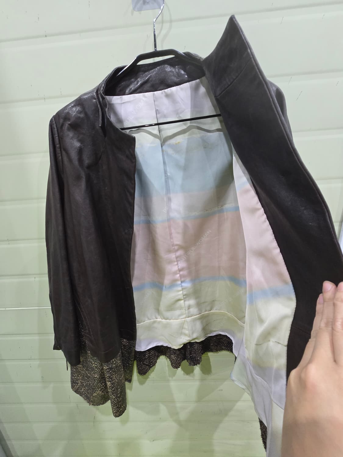 가죽과 패브릭이 믹스된 유니크한 자켓 66 상품이미지6