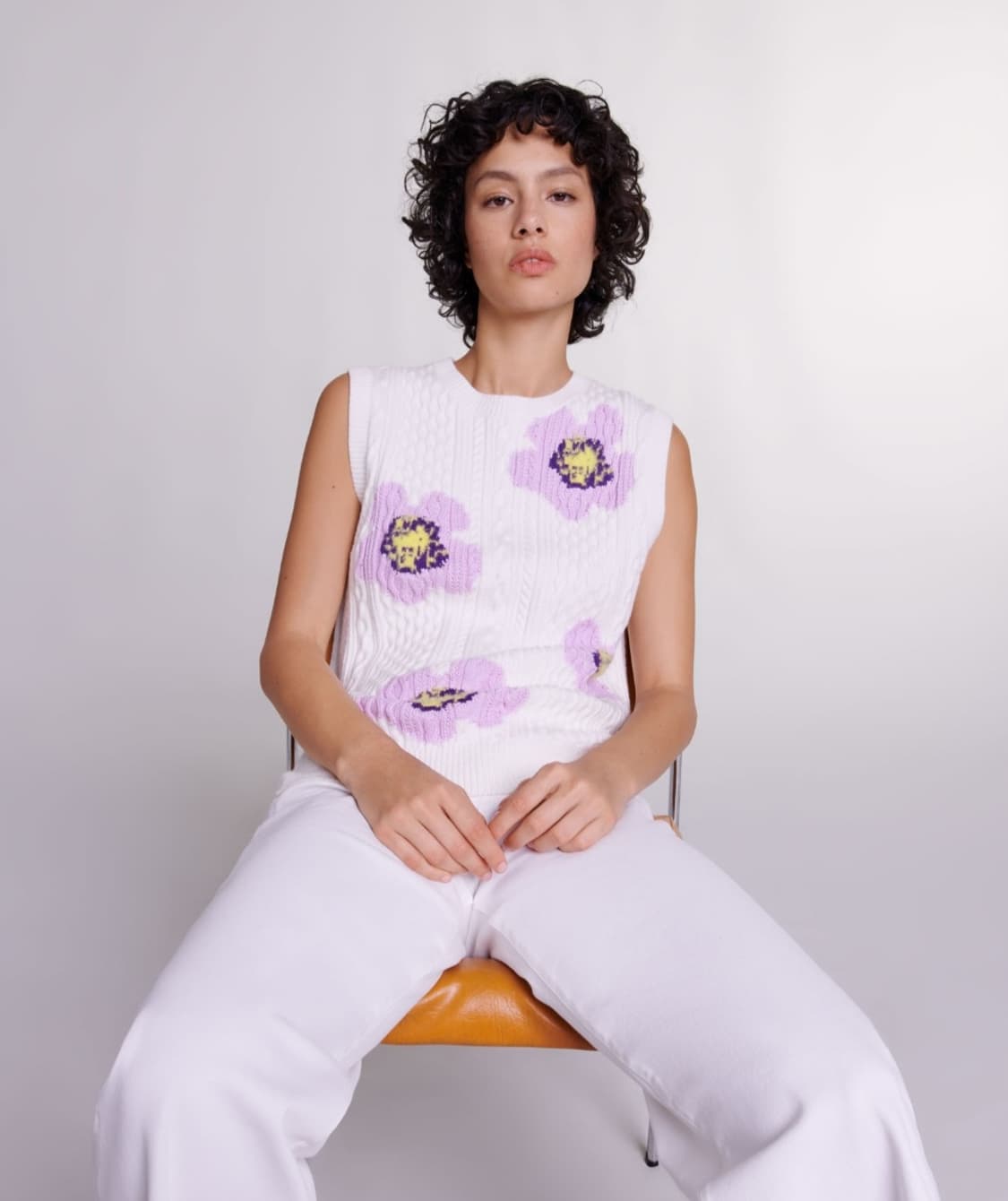 마쥬 플로럴 케이블 니트 베스트 1사이즈 상품이미지2