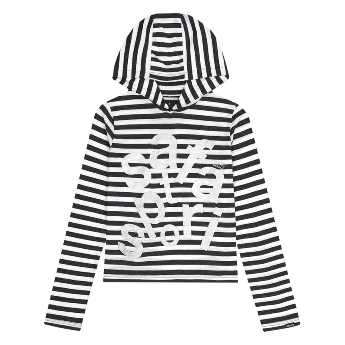1/2 TICKETING STRIPE BORDER HOODIE-WHITE 상품이미지1
