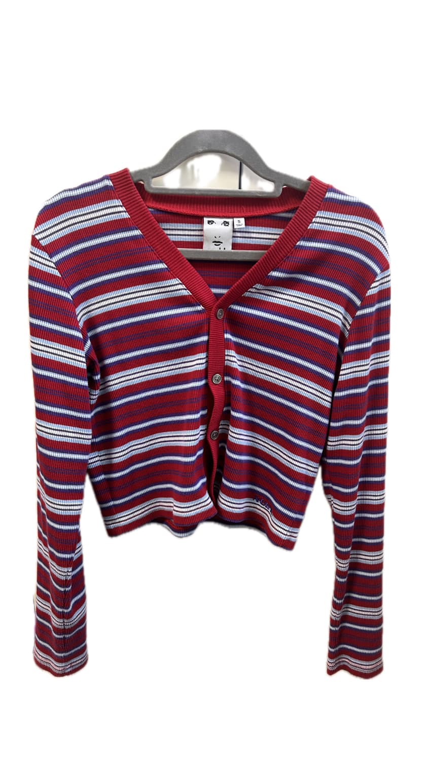 X-girl 배색 스트라이프 가디건 상품이미지1