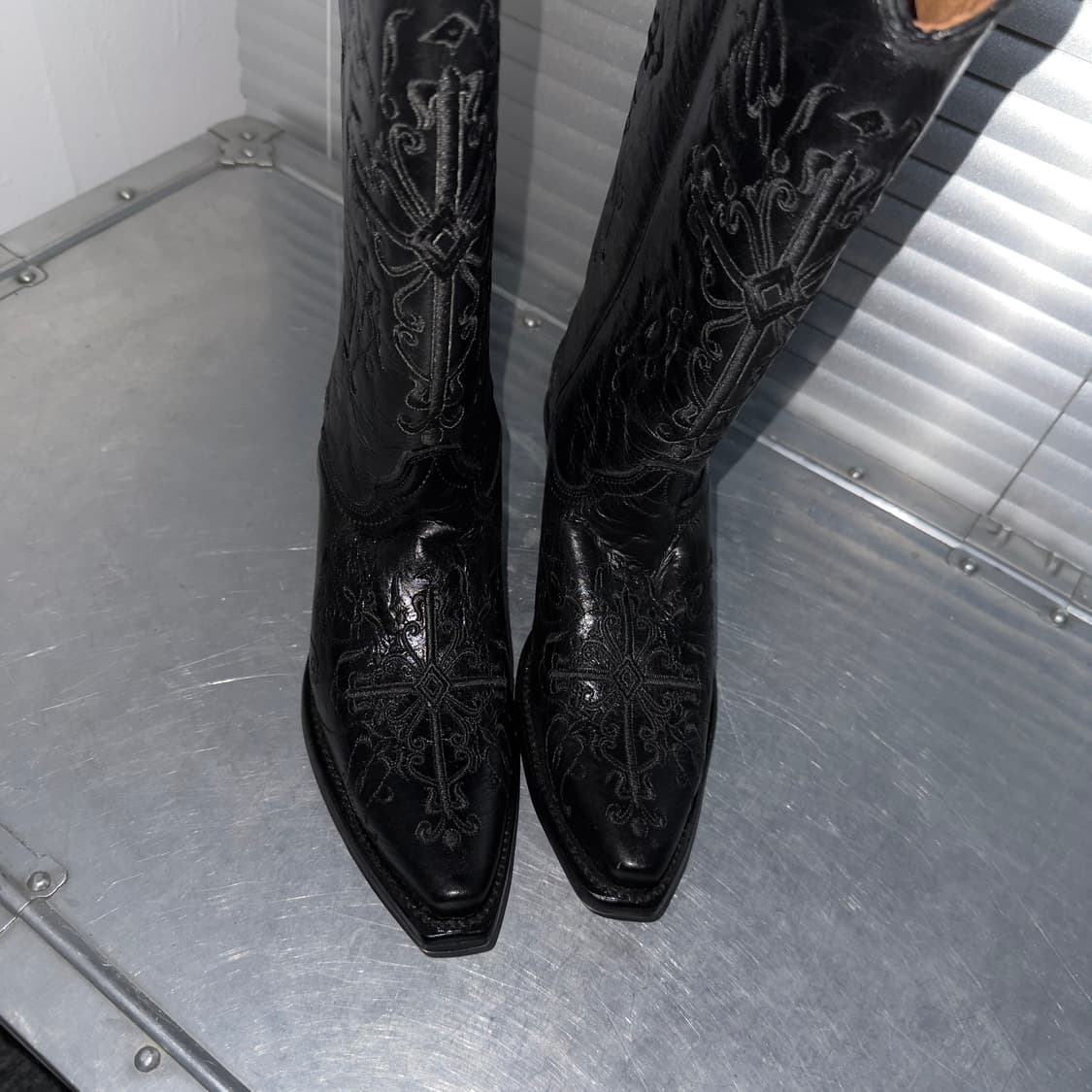 00s 블랙 자수 서클 G 바이 코랄 웨스턴 부츠 상품이미지7
