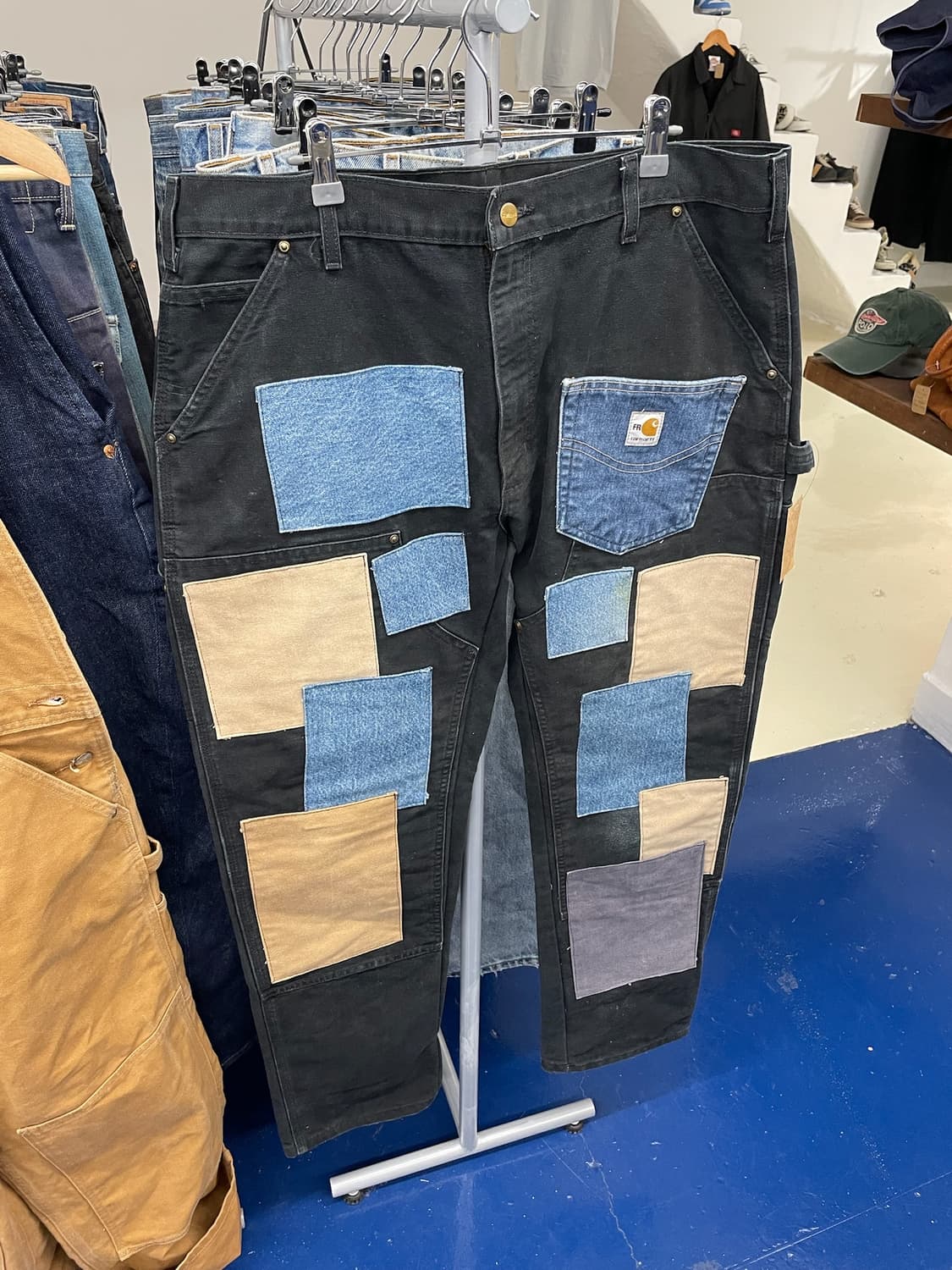 Carhartt 칼하트 더블니 데님 패치워크 커스텀 팬츠 상품이미지5