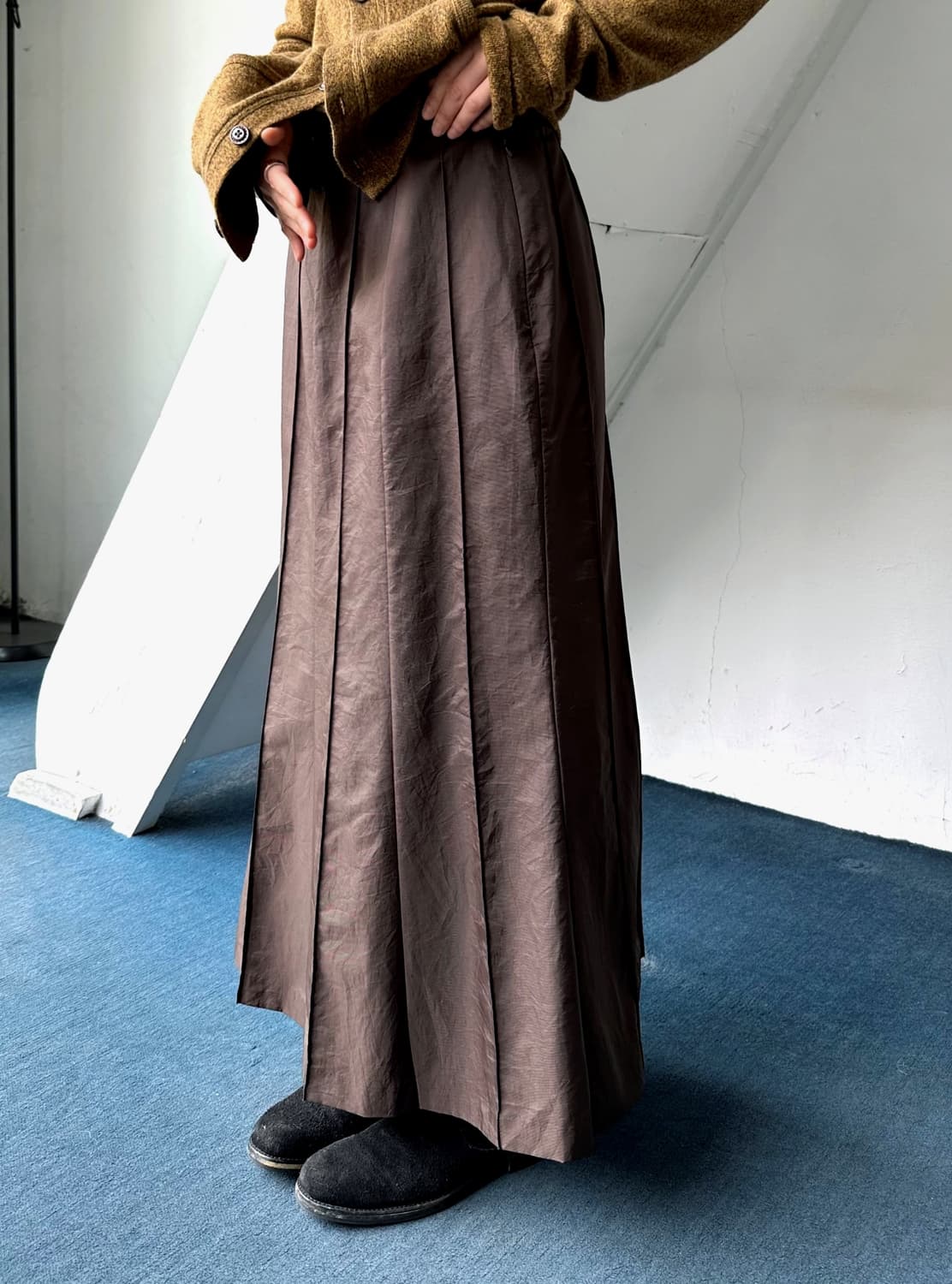 Washed nylon fabric design panel skirt 상품이미지10