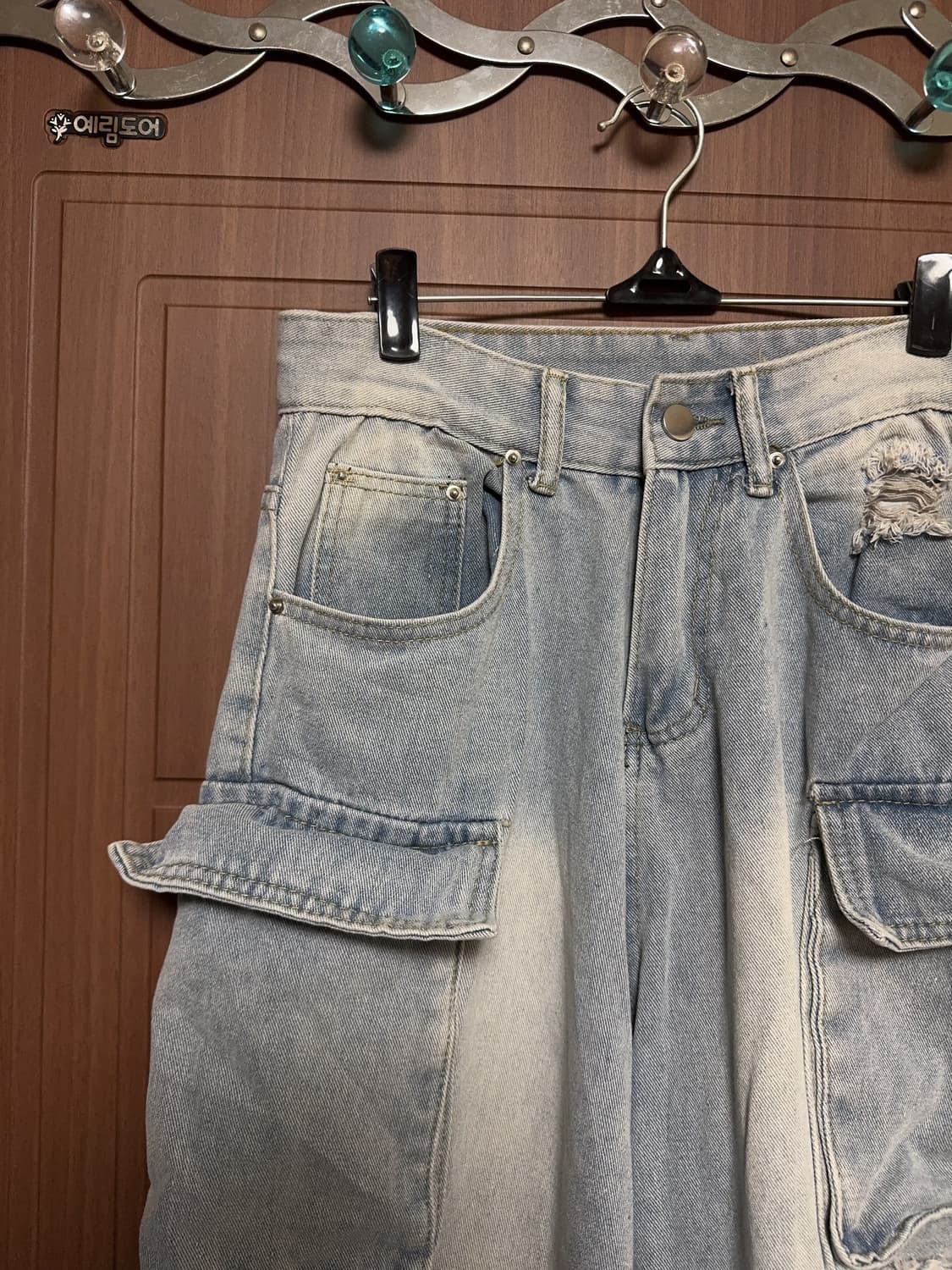 빈티지 서브컬쳐 중성계 무신사 데미지 워싱 와이드 데님 팬츠 상품이미지4