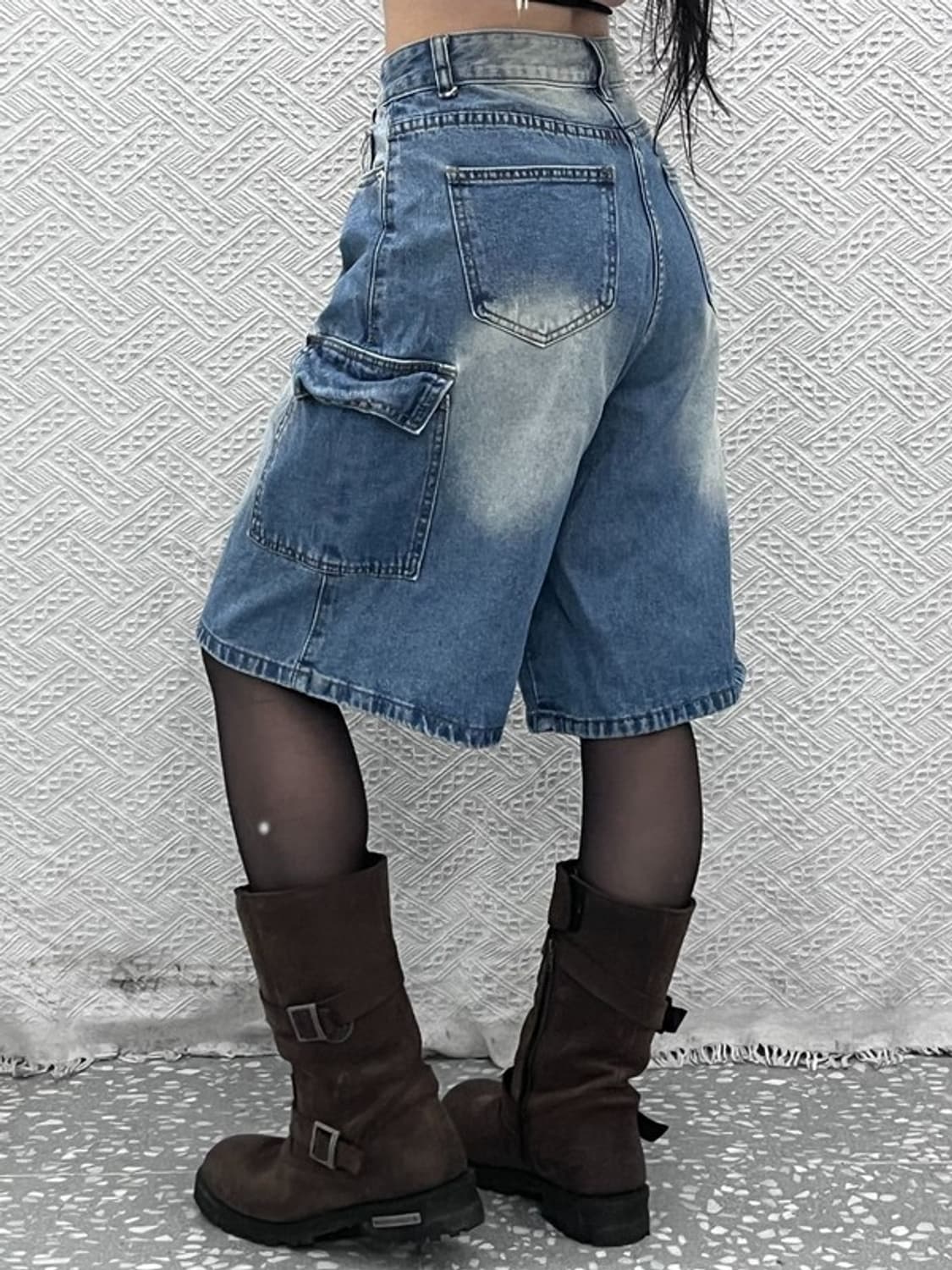 빈티지 스트릿 캐주얼 버뮤다 데님 카고 반바지 26인치 C11005 상품이미지2