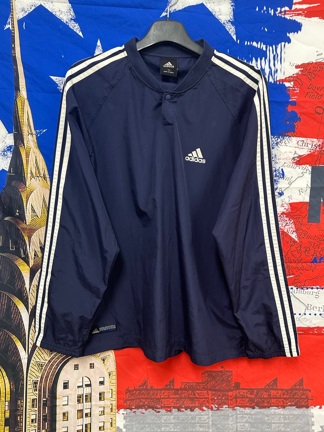아디다스 네이비 오버핏 헨리넷st 바람막이XL105 상품이미지1